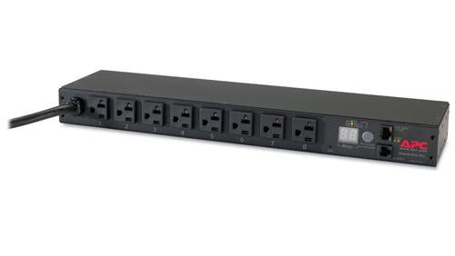 APC AP7801B PDU, Messgerät 1U – NEMA L5-20P Eingang, NEMA L5-20R×8, 120 V/20 A, 3,66 m Kabel, Schwarz