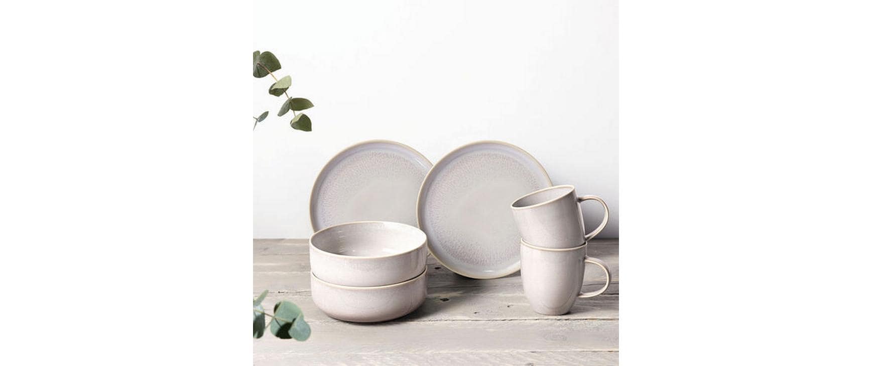 Villeroy & Boch Frühstücksset – Porzellan, weiss, spülmaschinengeeignet, mikrowellengeeignet, 6-teilig