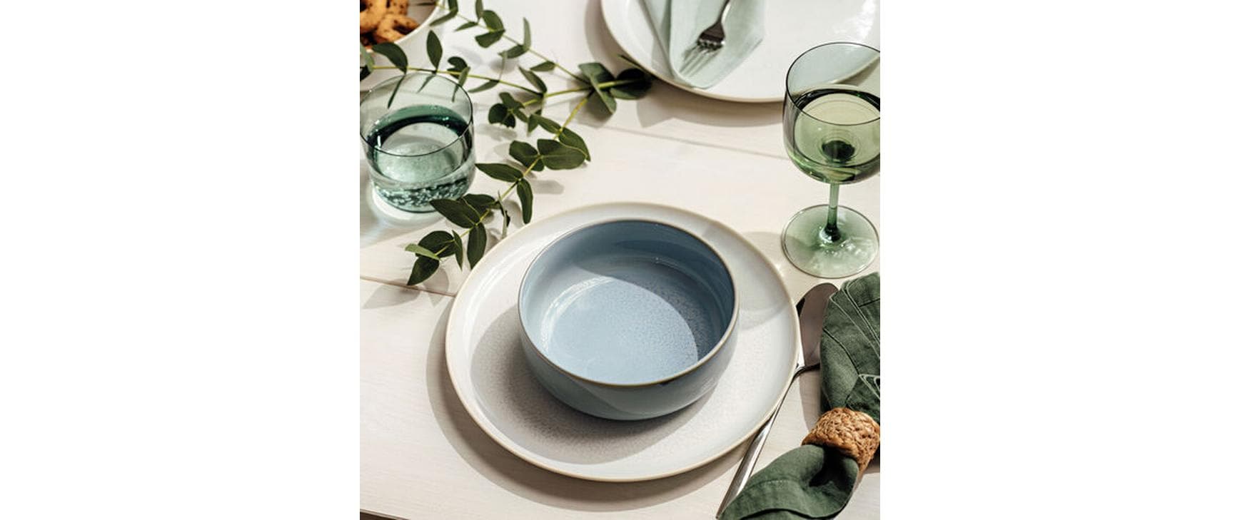 Villeroy & Boch Crafted Cott Speiseteller – Porzellan, weiss, rund, Ø 26,0 cm, 6 Stück