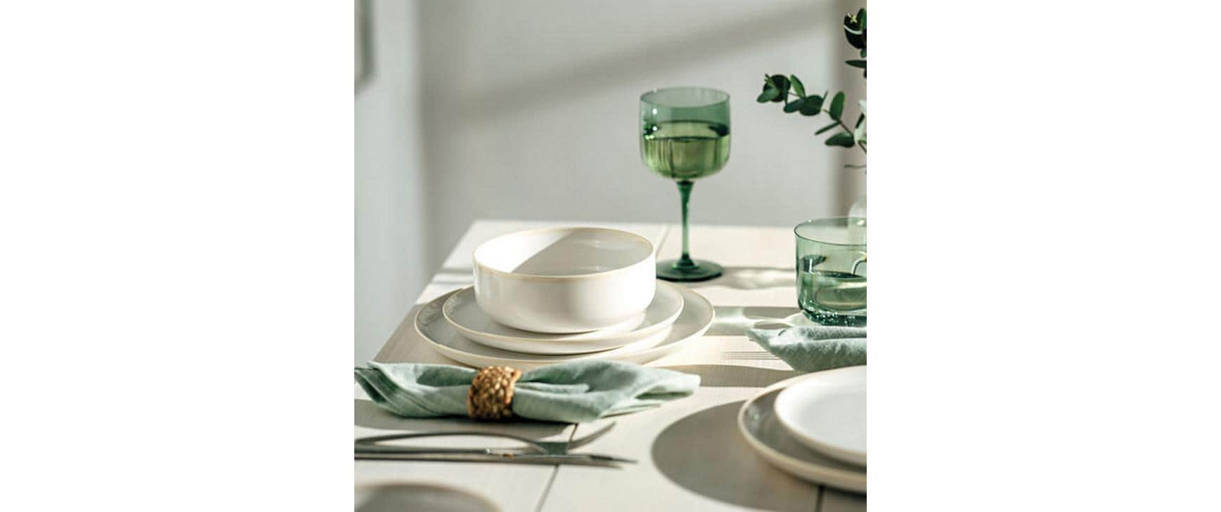 Villeroy & Boch Crafted Cott Speiseteller – Porzellan, weiss, rund, Ø 26,0 cm, 6 Stück