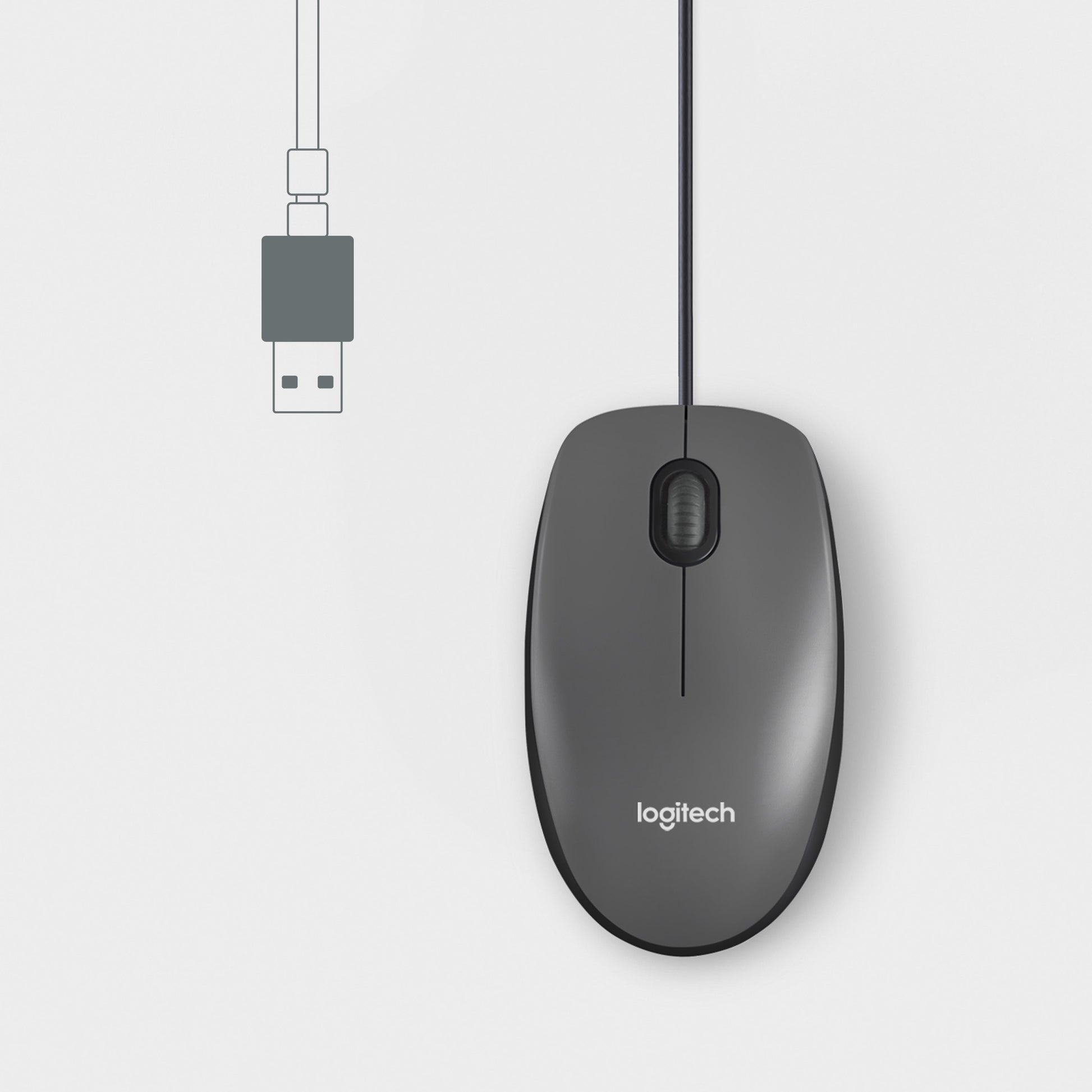 Logitech M100 Maus – kabelgebunden, USB-A, 1'000 dpi, beidhändig, schwarz