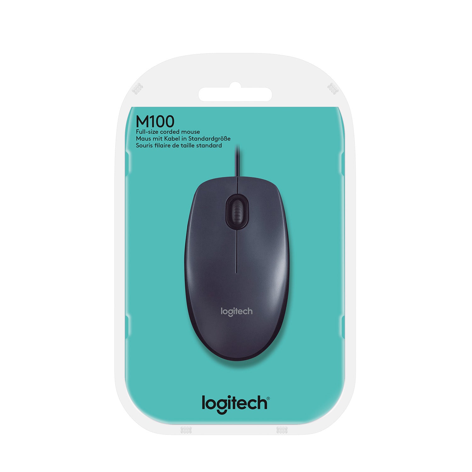 Logitech M100 Maus – kabelgebunden, USB-A, 1'000 dpi, beidhändig, schwarz