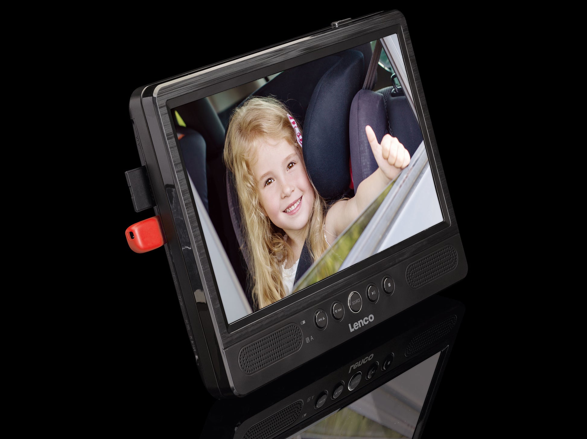 Lenco DVP-1045 – 10" tragbarer DVD-Player, TFT, 1024×600 Pixel, USB, SD, 2× Lautsprecher – Schwarz