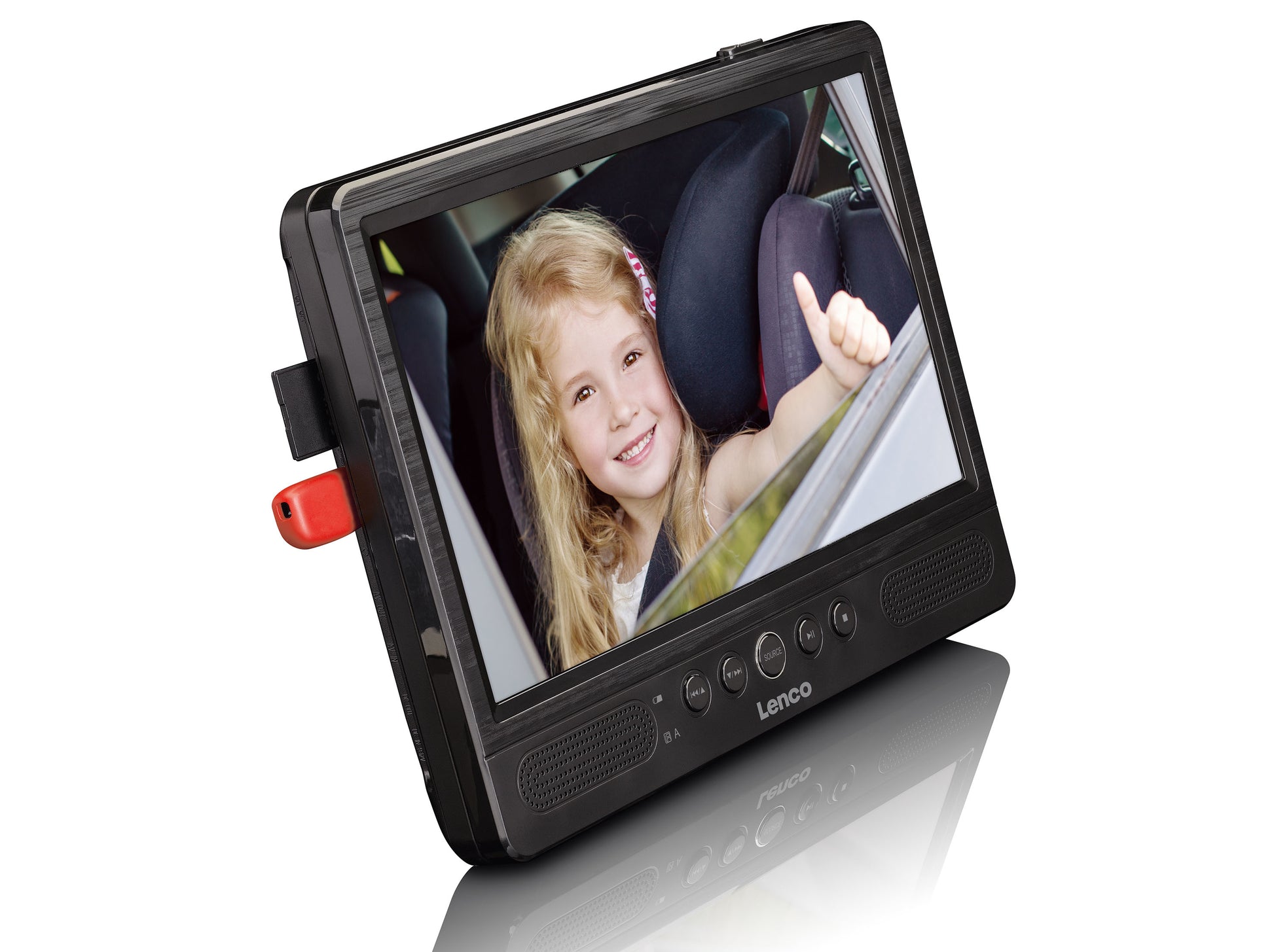 Lenco DVP-1045 – 10" tragbarer DVD-Player, TFT, 1024×600 Pixel, USB, SD, 2× Lautsprecher – Schwarz