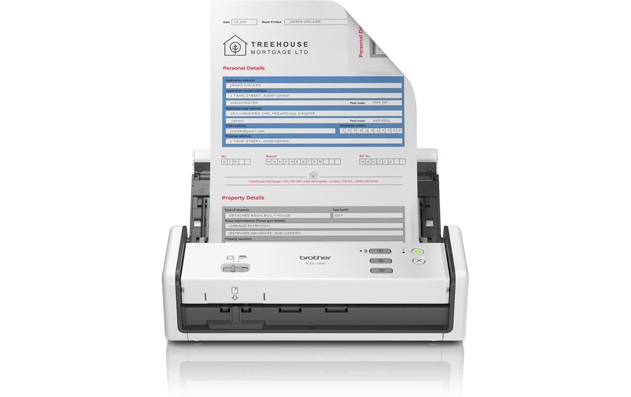 Brother Ads-1300 – Dokumentenscanner, A4, 1200 dpi