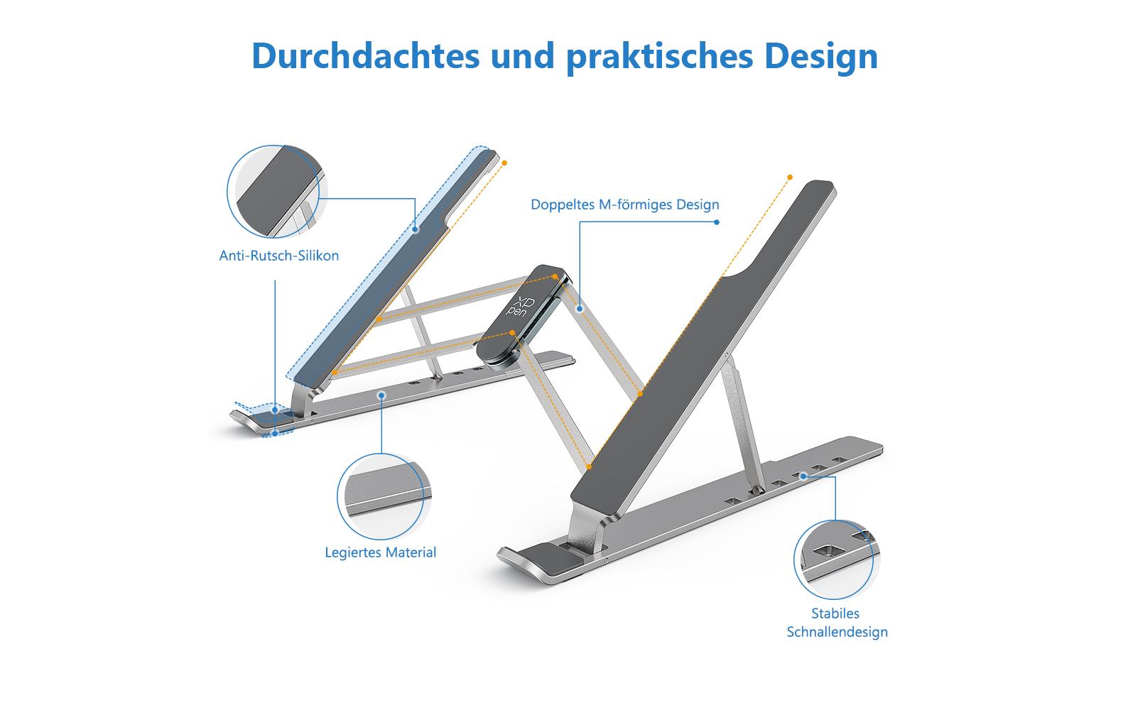 XPPen XP-PEN Tablet-Ständer – bis 16", faltbar – Silber