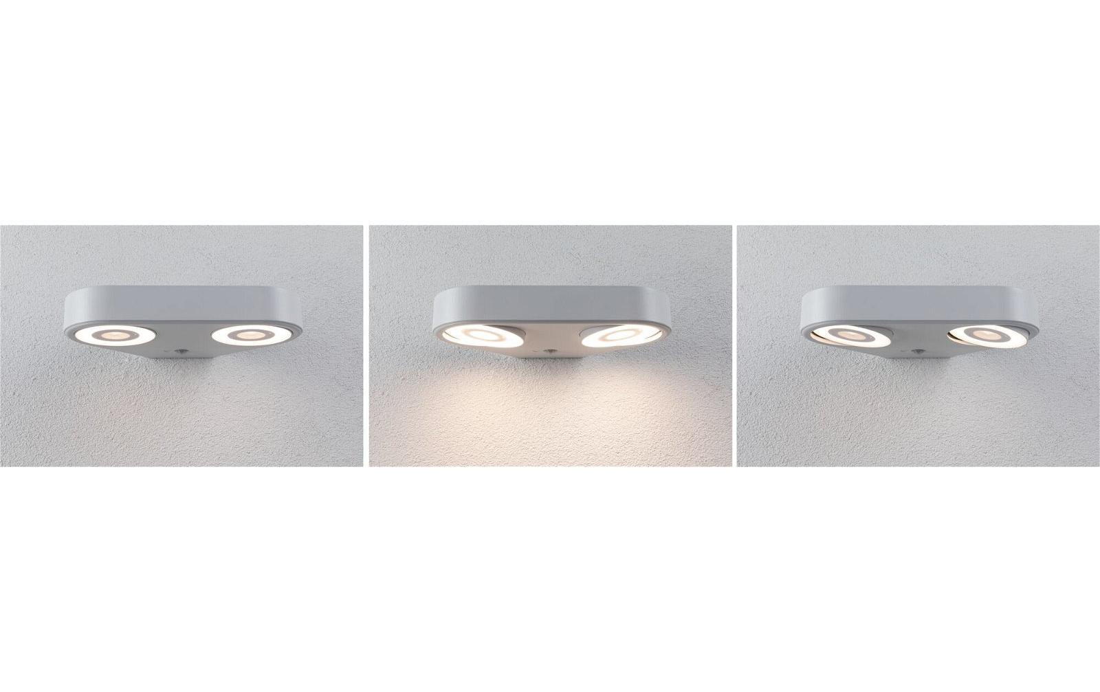 Paulmann Aussenwandleuchte – 8 W, Warmweiss, 3000 K, IP44, Netzbetrieb, mit Bewegungsmelder, Weiss, Aluminium