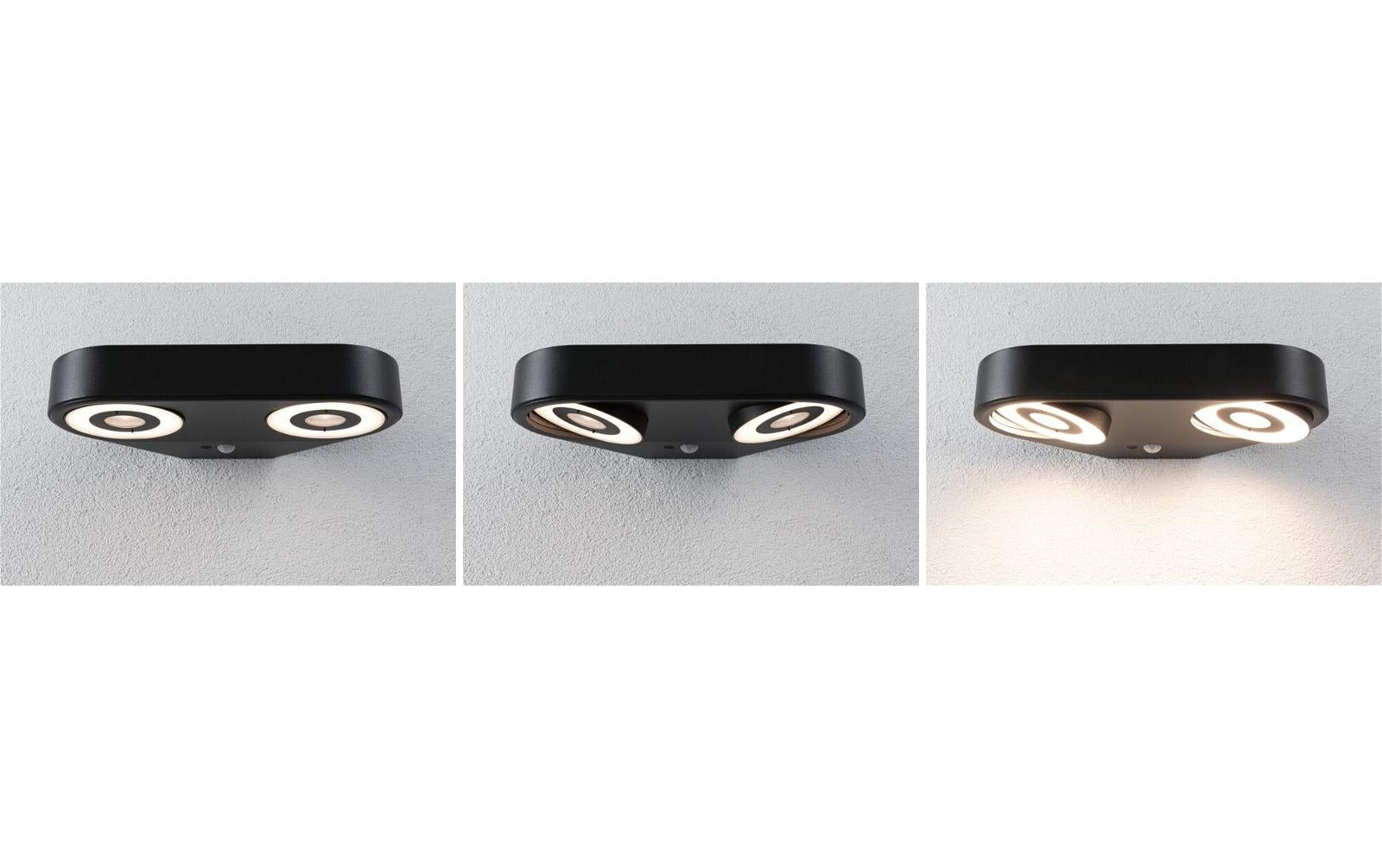 Paulmann Aussenwandleuchte – Warmweiss, 3000 K, IP44, Netzbetrieb, mit Bewegungsmelder, Anthrazit, Aluminium