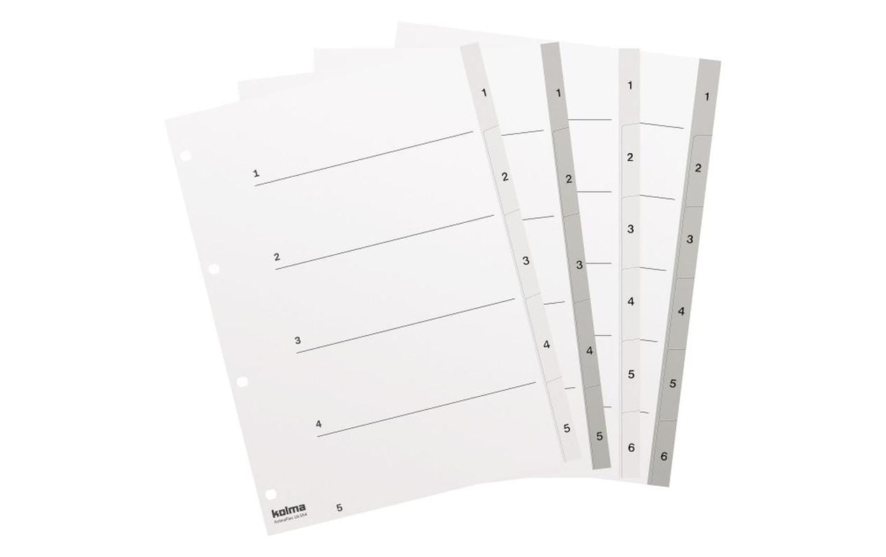KolmaFlex Register – A4, 5-teilig, PP, grau, vorgedruckt, 4-fach Lochung