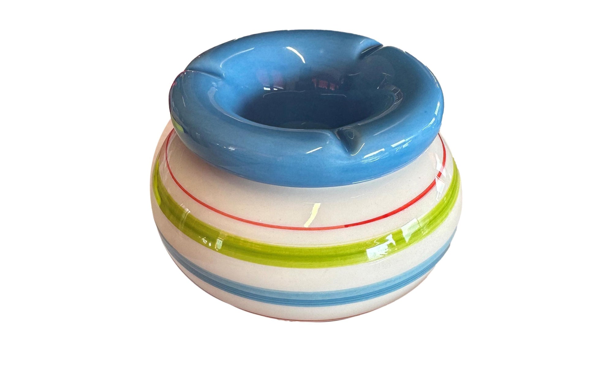 Dameco runder Aschenbecher – mehrfarbig – Ø 10 cm × 8 cm – Keramik – 1 Stk