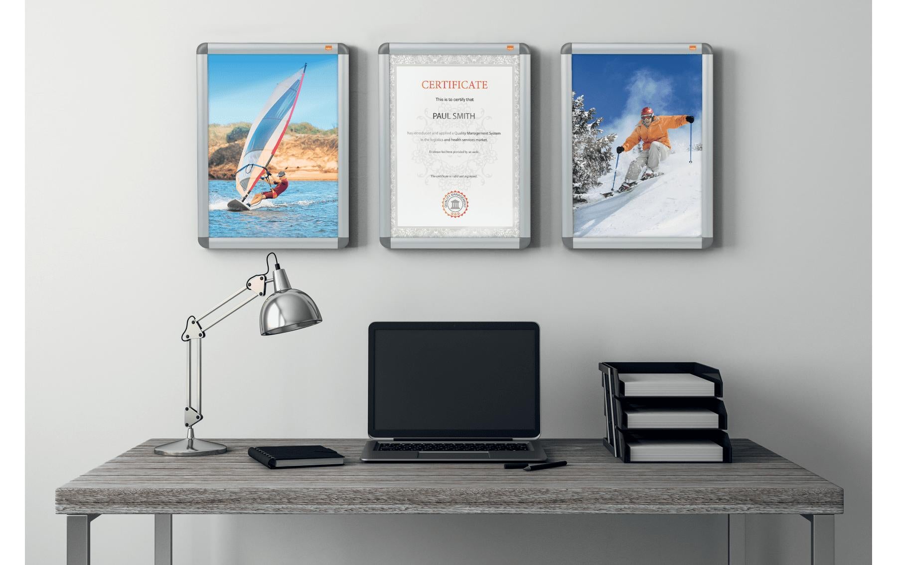 Nobo Plakatrahmen Premium Plus – 650 × 900 mm, silber, Metall
