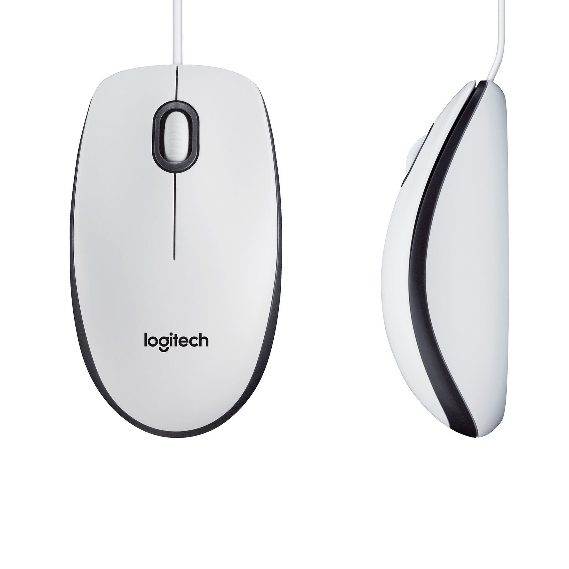 Logitech M100 Maus – kabelgebunden, beidhändig, weiss