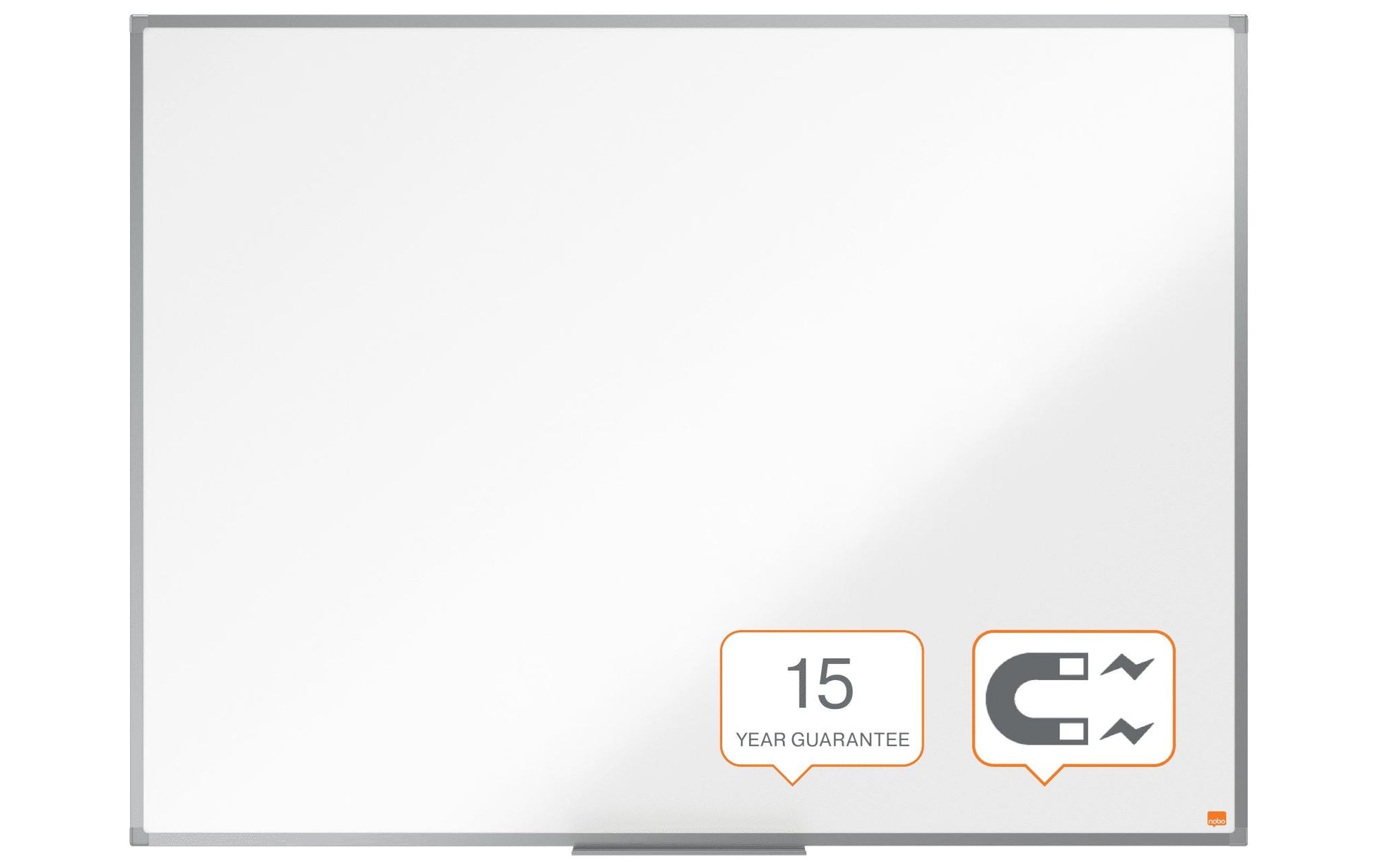 Nobo Whiteboard – 120 × 90 cm, lackierter Stahl, magnetisch, Aluminiumrahmen, Wandmontage, inkl. Stifteablage