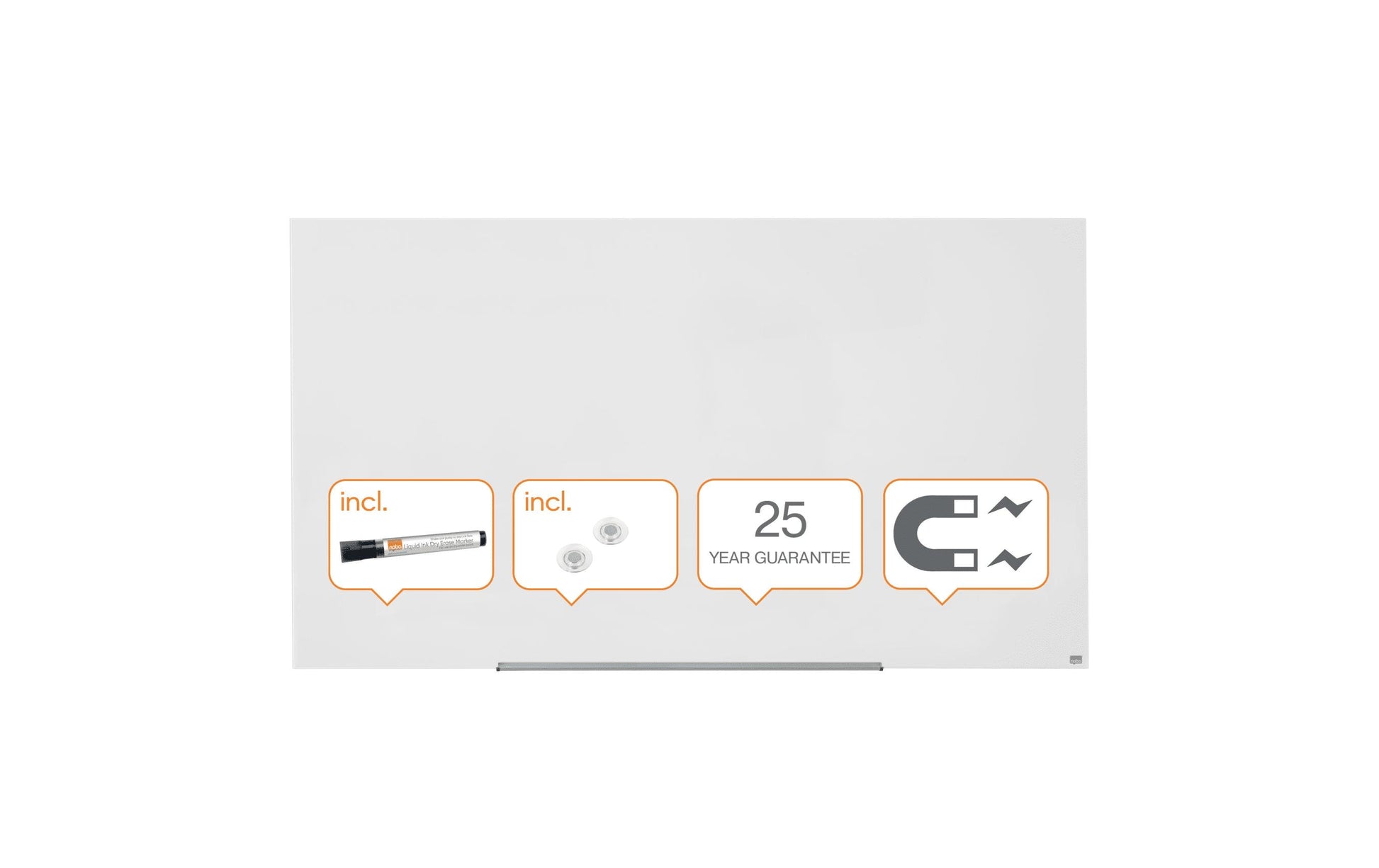 Nobo Whiteboard – 188 × 106 cm, Glas, magnetisch, Wandmontage, inkl. Stift, Magnete, Montagesatz