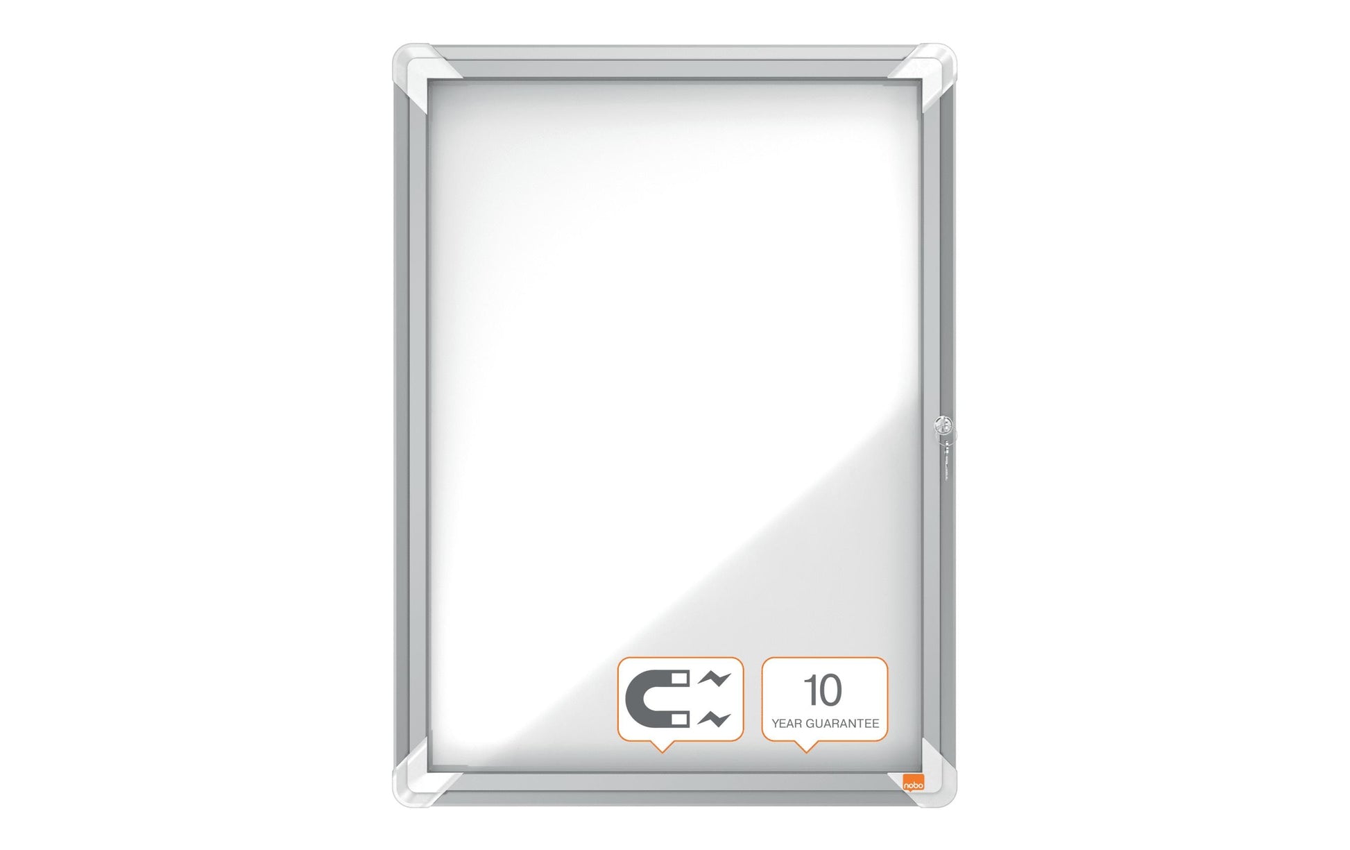 Nobo Schaukasten, 4 × A4 – Aluminium, abschliessbar, magnethaftend, 49,4 × 66,8 × 4,3 cm