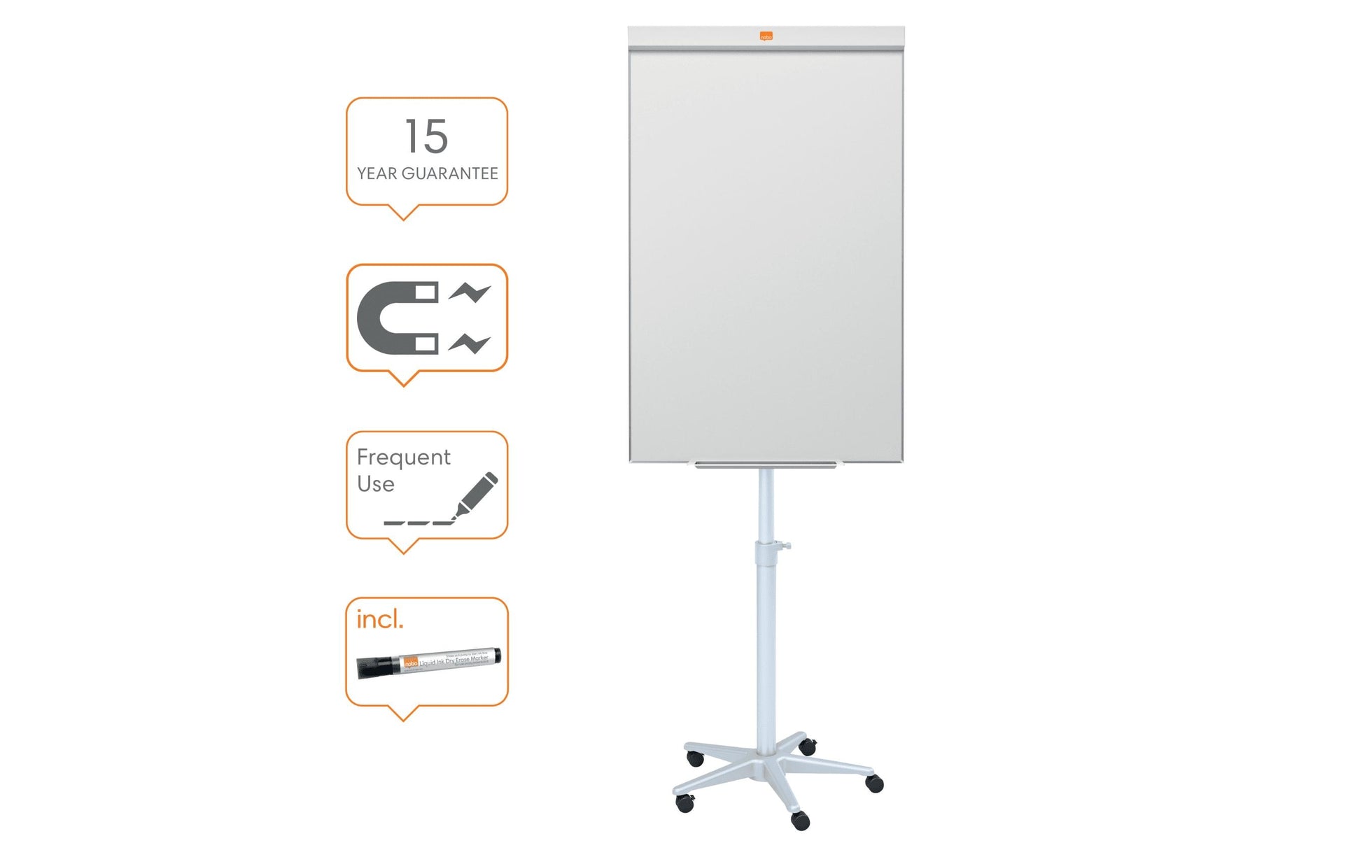 Nobo Flipchart Impression Pro Stahl mobil – 67 × 105 cm, weiss, Metall
