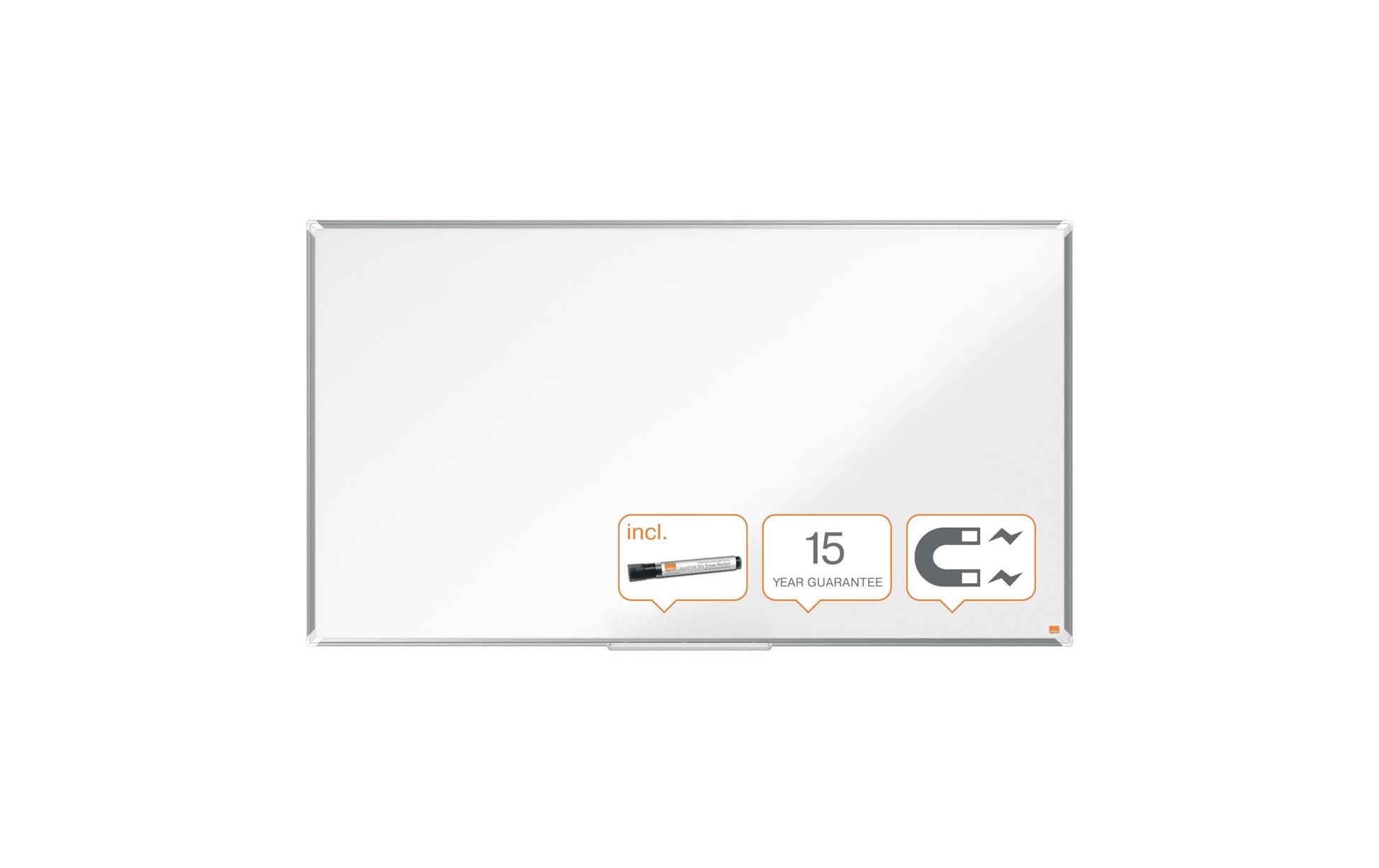Nobo Whiteboard – 156 × 88 cm, lackierter Stahl, magnetisch, Aluminiumrahmen, Wandmontage