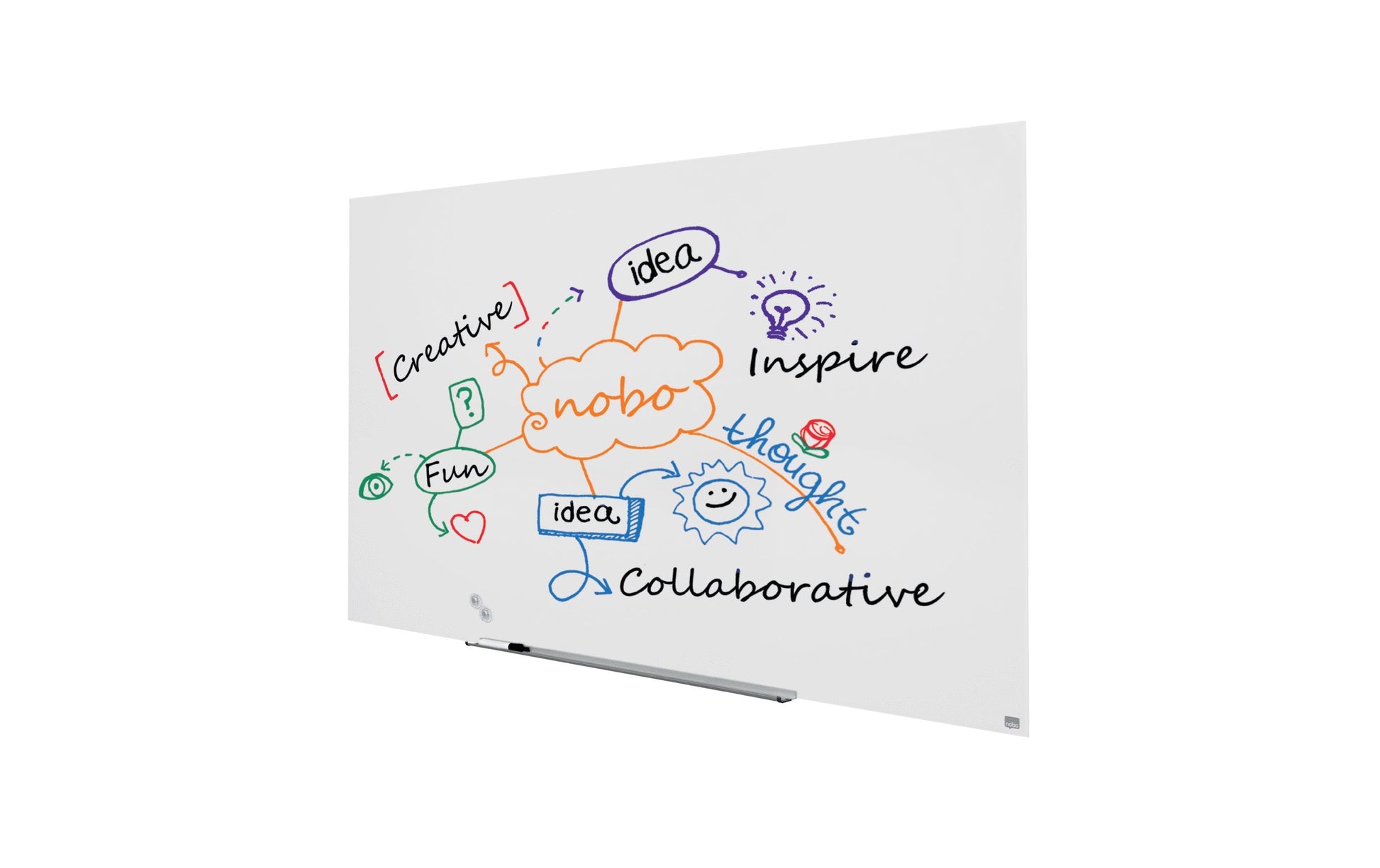 Nobo Whiteboard – 188 × 106 cm, Glas, magnetisch, Wandmontage, inkl. Stift, Magnete, Montagesatz