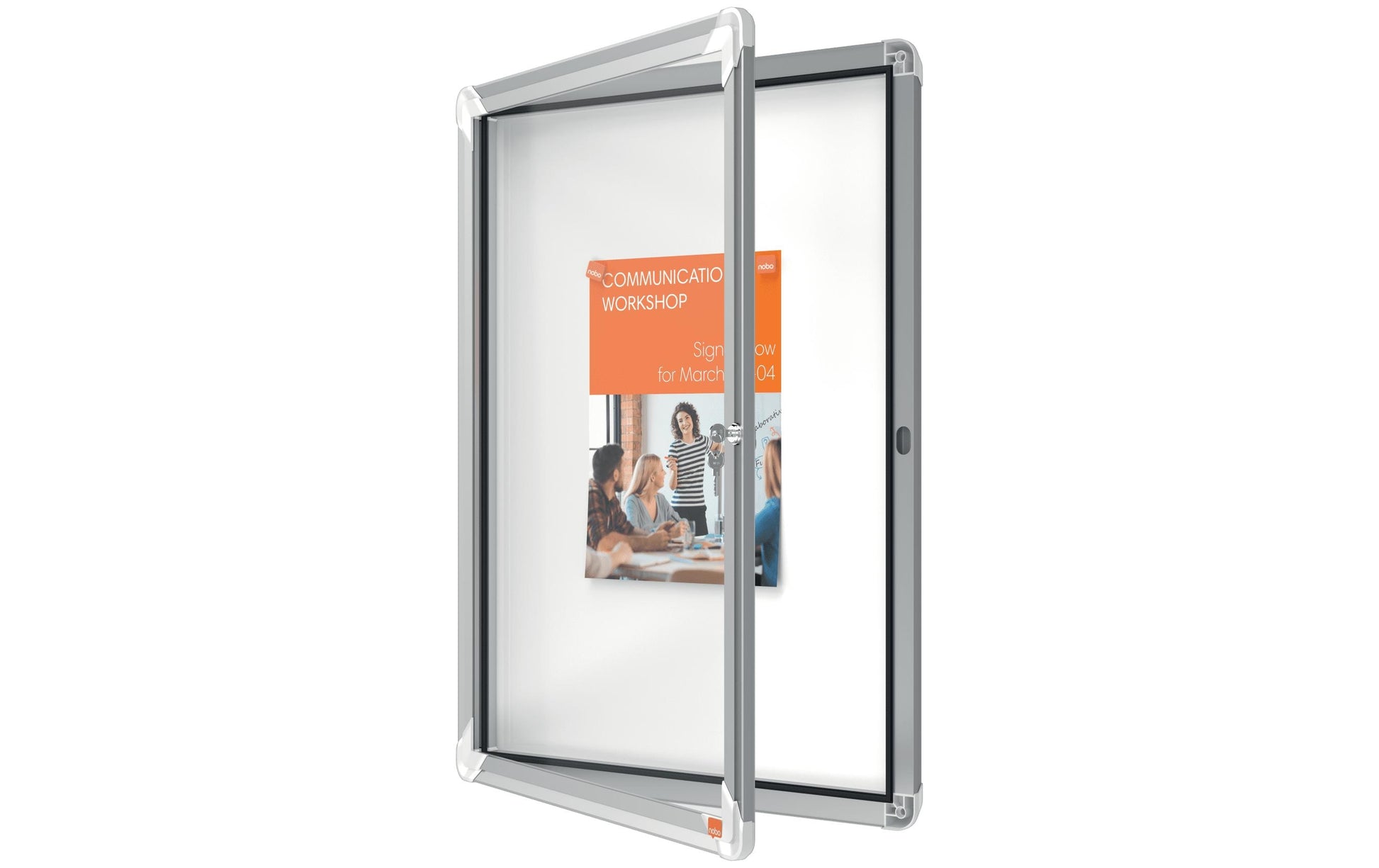 Nobo Schaukasten, 4 × A4 – Aluminium, abschliessbar, magnethaftend, 49,4 × 66,8 × 4,3 cm