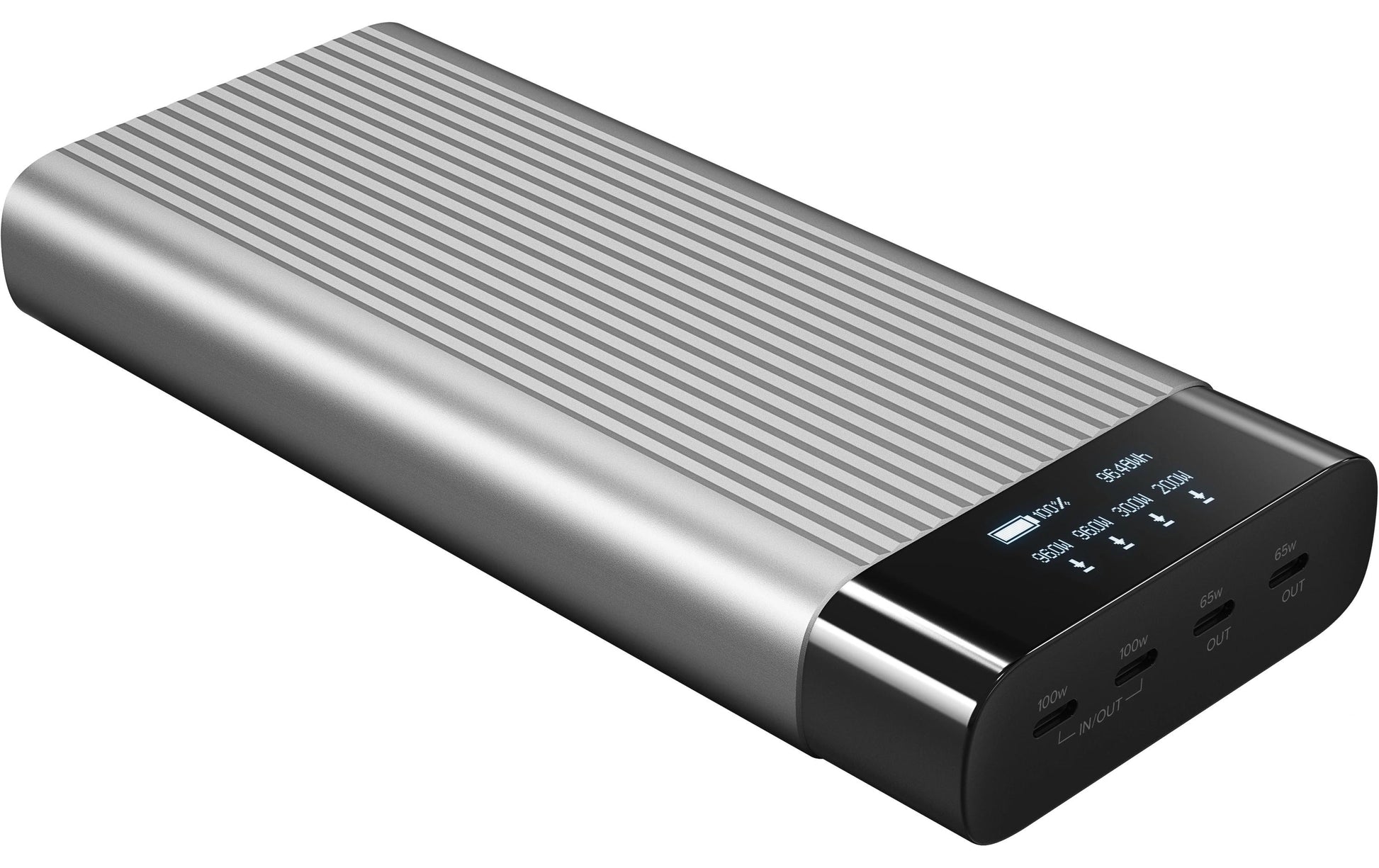 HYPER Powerbank 27000 mAh, PD 245 W, 4× USB-C, Durchgangsladung, für Smartphones, Schwarz