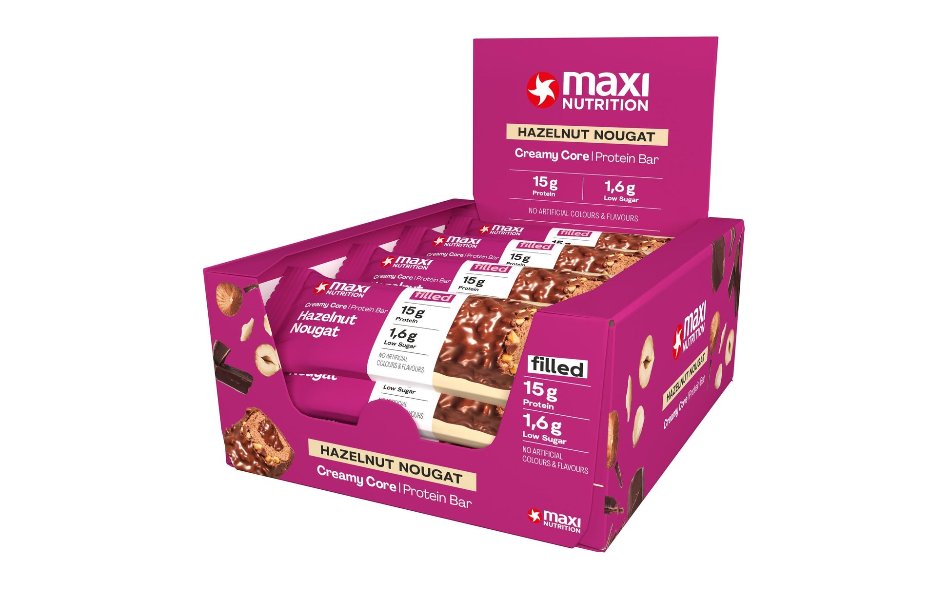 Maxi Nutrition Creamy Core Protein-Riegel – Haselnuss – 12 × 45 g