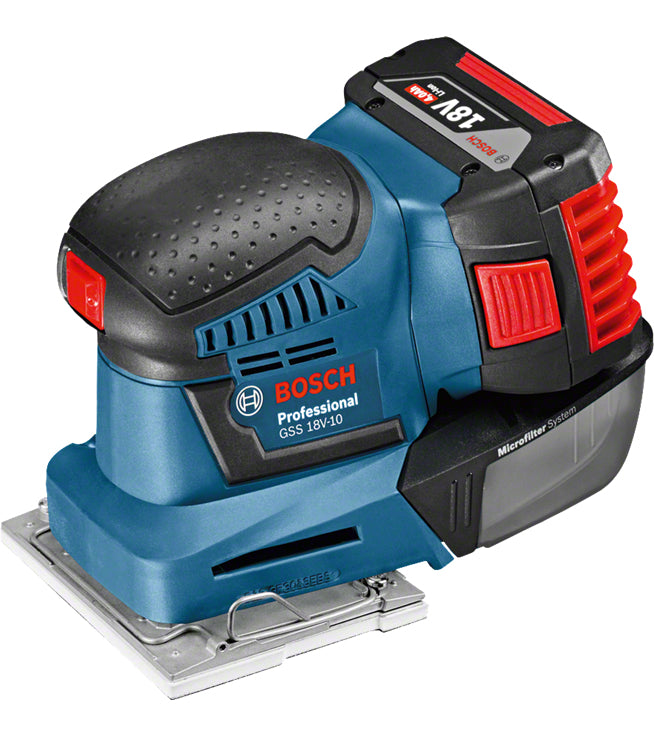 Bosch Professioneller Schwingschleifer GSS 18V-10 – 18 V (AMPShare) – Klettverschluss – 115 × 140 mm – Solo