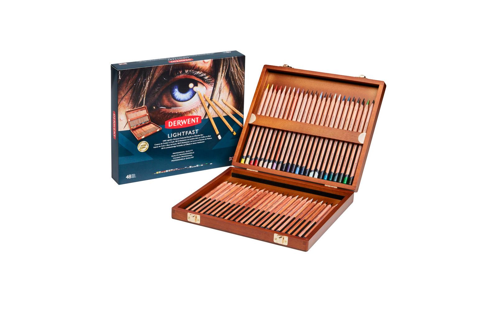 Derwent Buntstifte Professional Lightfast – 48 Farben, im Holzkoffer