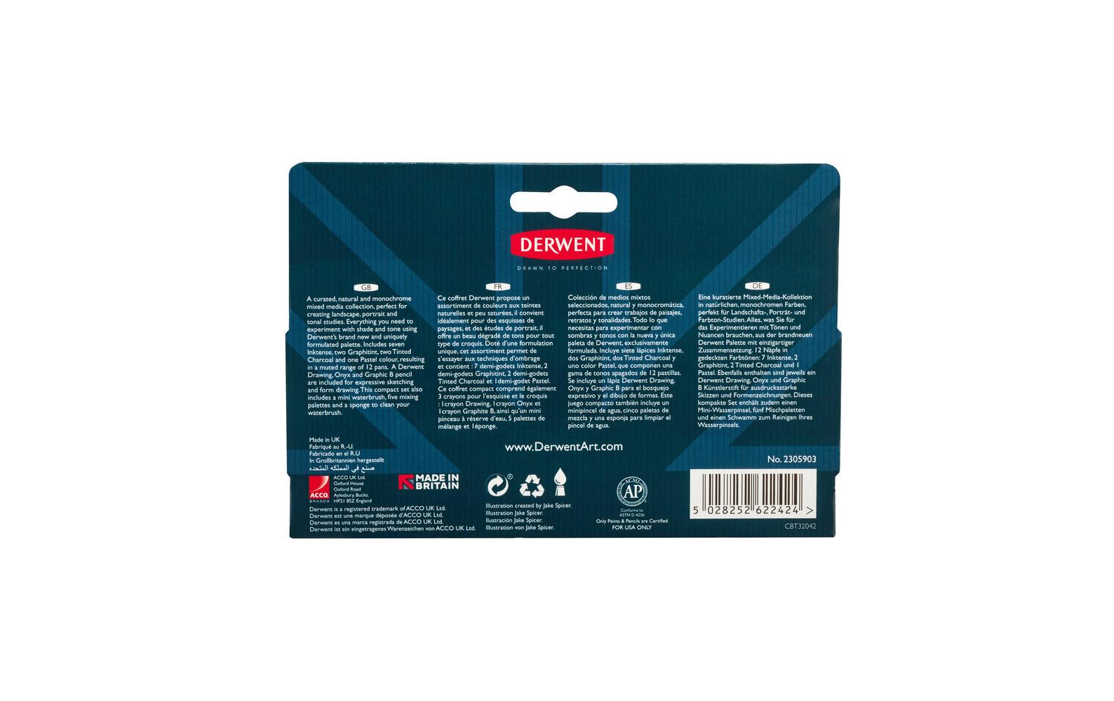 Derwent Professionelles Pigment/Tinte, Bastelfarbe – Mehrfarbig – 12 Farben