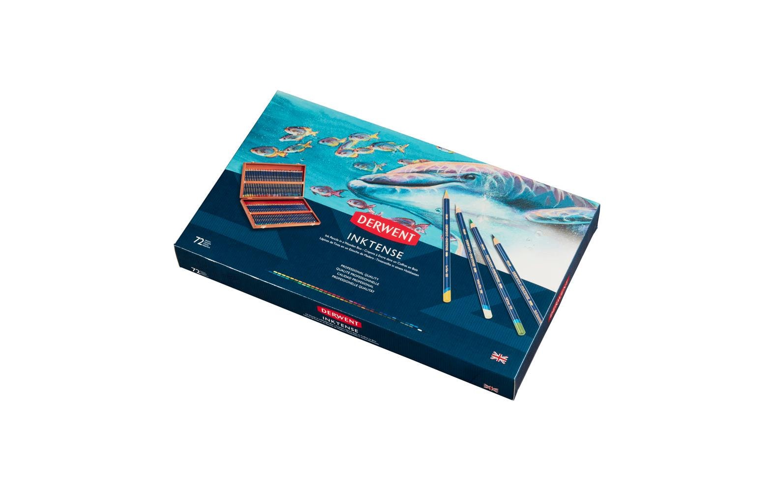 Derwent Aquarellfarbstifte Inktense – 72 Farben, im Holzkoffer