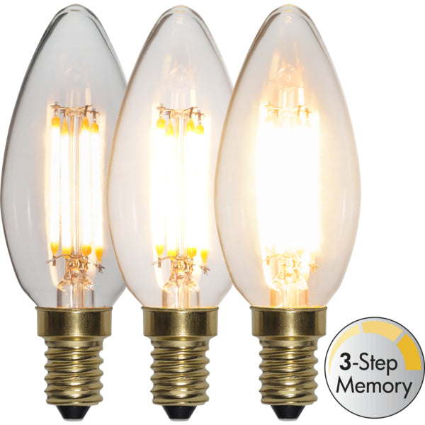 Star Trading Leuchtmittel E14 Kerzenform – Warmweiss 2100 K, 400 lm, 4 W, dimmbar – IP20 – 1 Stk. – Glas
