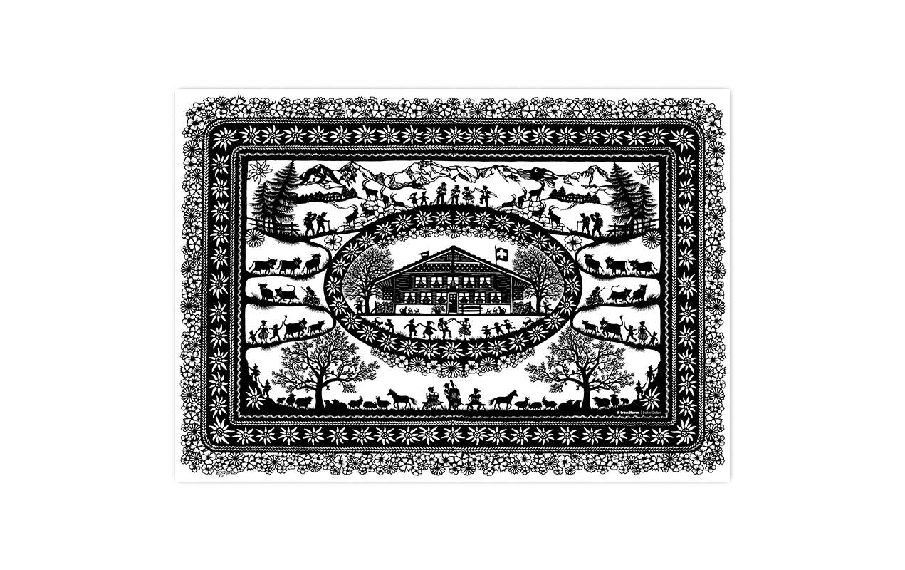 Trendform Tischset – Papier, Motiv Scherenschnitt Landleben, 42 × 29,7 cm