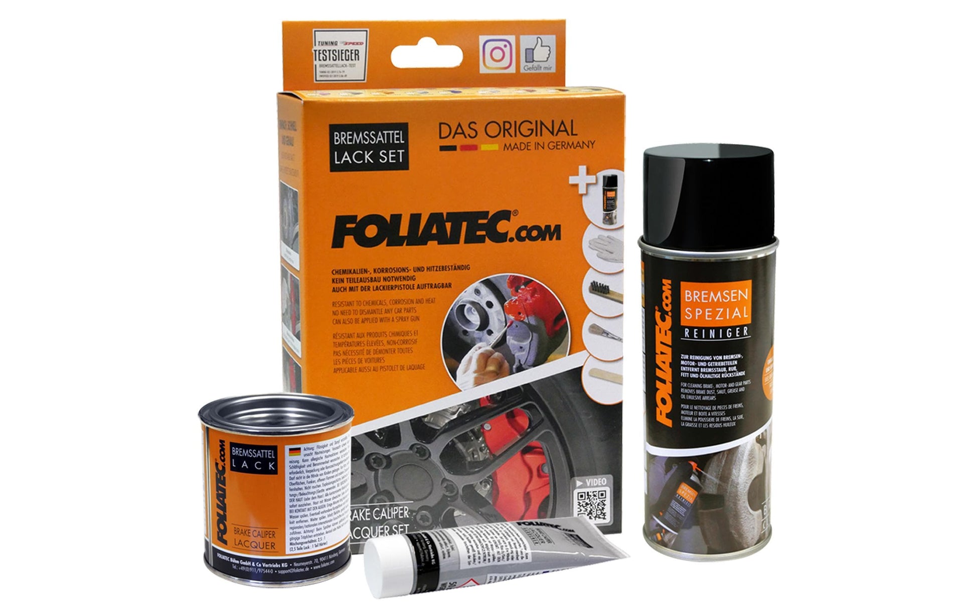 FOLIATEC Emaillelackierung für Bremssättel – Blau, glänzend – Set mit Zubehör – für Metall