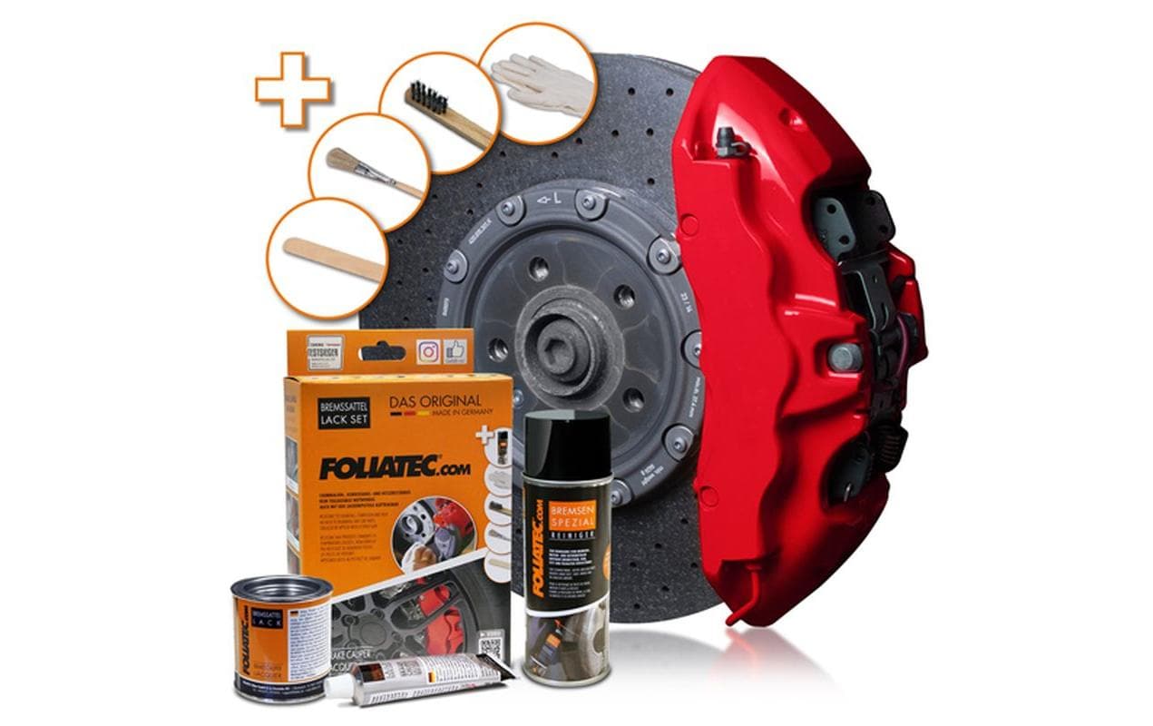 FOLIATEC Lack für Bremssättel – Rot, glänzend – Set (ausreichend für 4 Bremssättel) – für Metall
