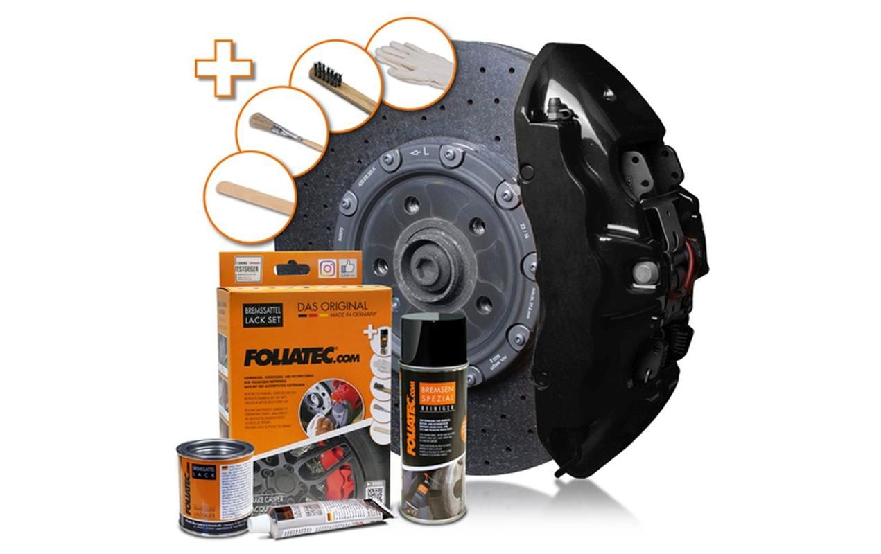 FOLIATEC Bremssattel-Lack Set – Schwarz, glänzend – 2K-Lacksystem, inkl. Reiniger & Werkzeug – für Bremssättel