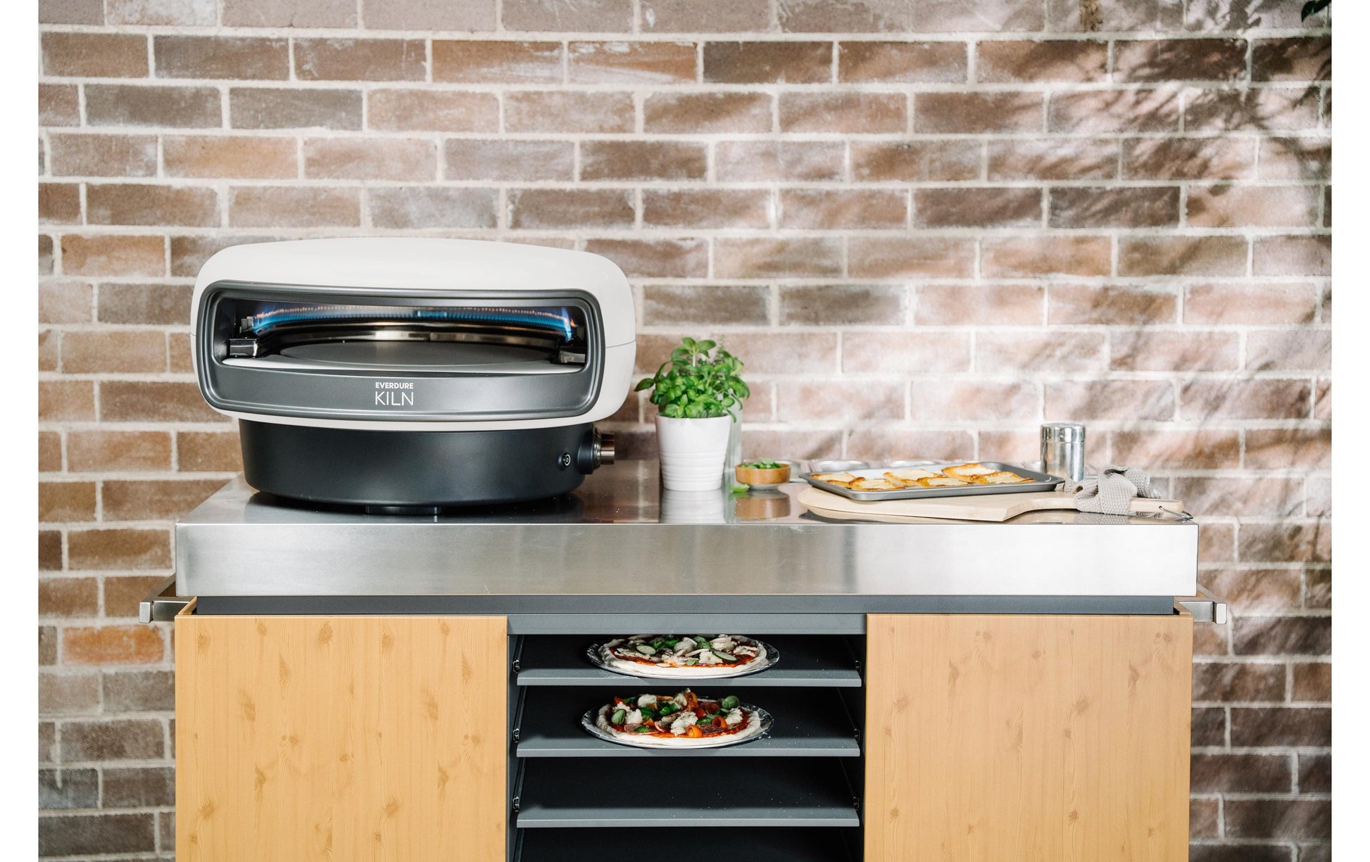 Everdure Pizzaofen KILN – 2 Brenner, Pizzastein – Grau
