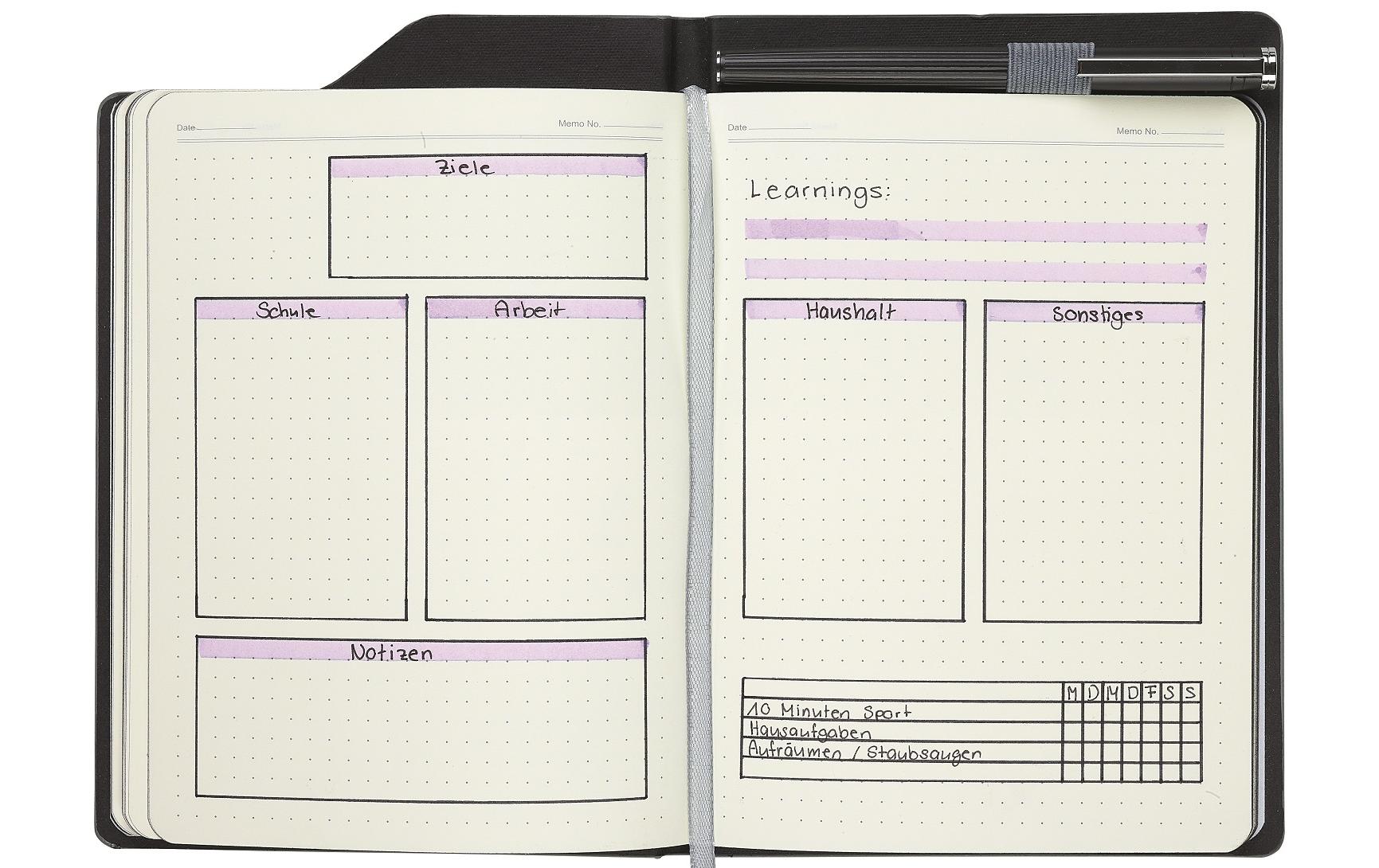 Kolma Notizbuch, A5, punktkariert, Leimbindung, Hardcover, 160 Seiten, 80 g/m² – grau