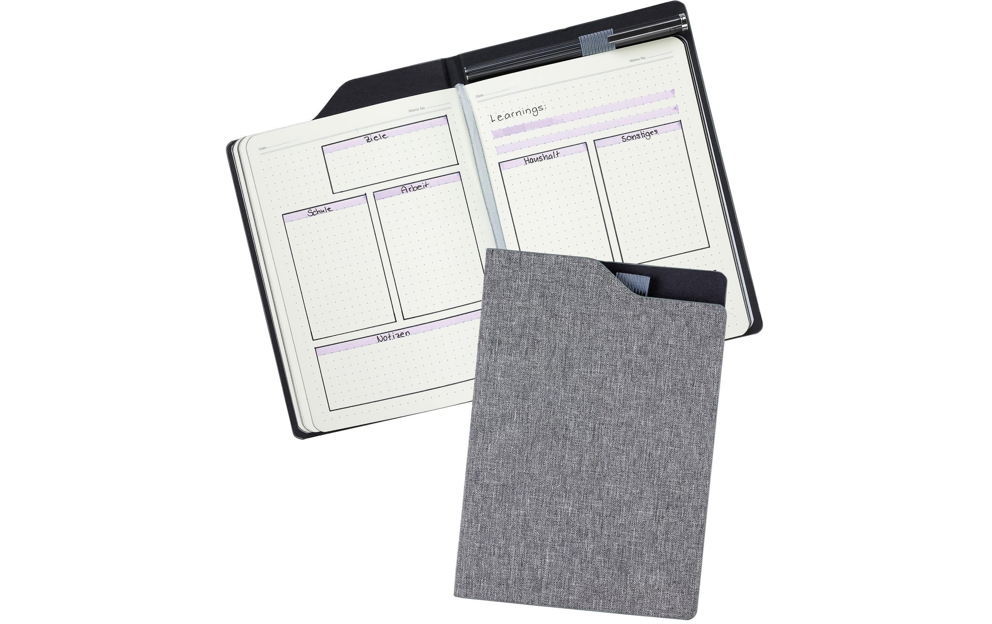 Kolma Notizbuch, A5, punktkariert, Leimbindung, Hardcover, 160 Seiten, 80 g/m² – grau
