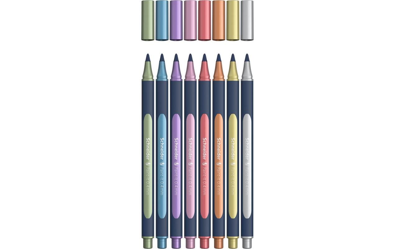 Schneider Schreibgeräte Paint-It 050 – Tintenroller-Set, schnelltrocknend, 0,4 mm, farbig sortiert, 8er Etui