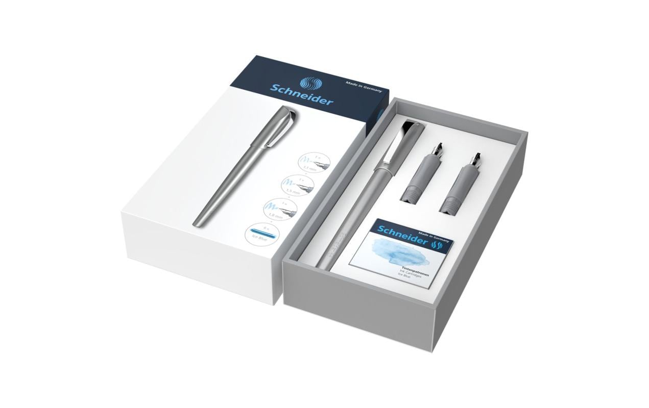Schneider Schreibgeräte Schneider Callissima Kalligrafie Set – 1,1/1,5/1,8 mm – für Rechts- & Linkshänder – Anthrazit – Patronen