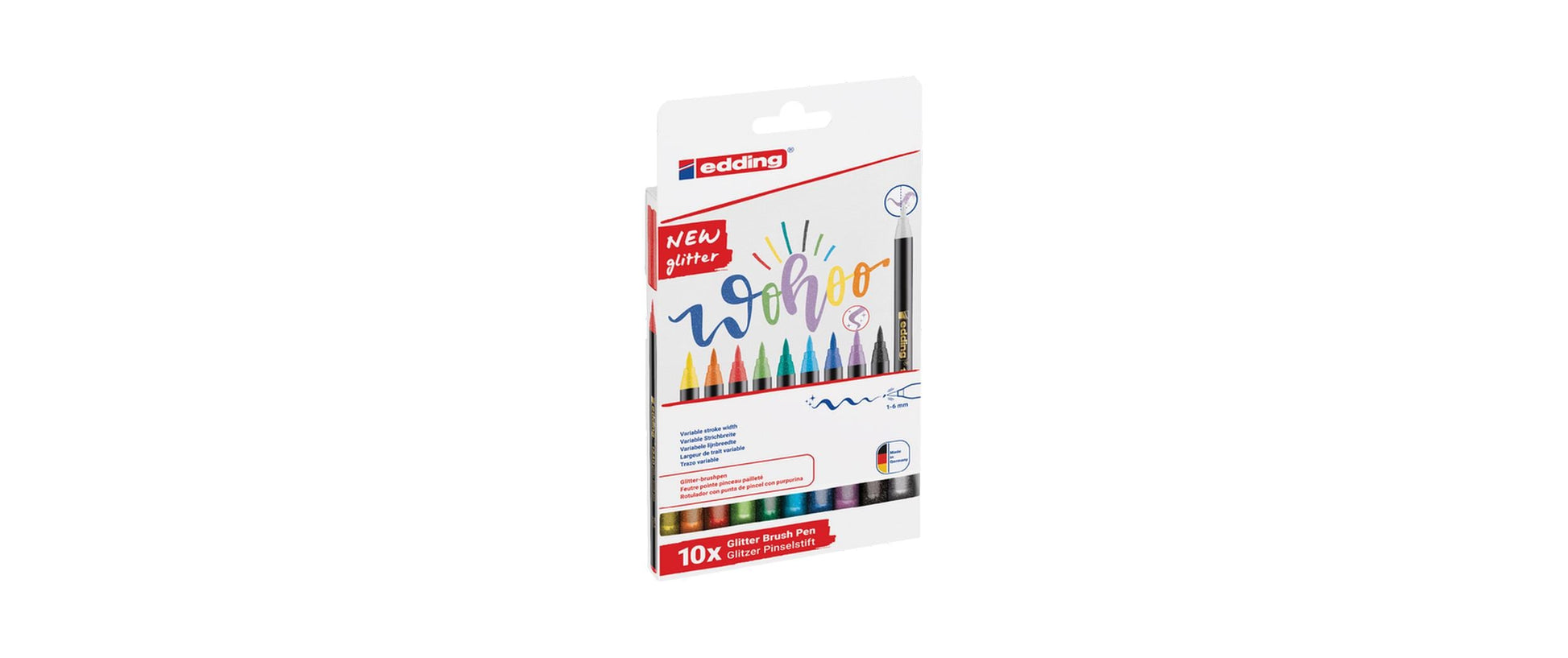 Edding 1340 Brushpen Glitzer – Pinselspitze, 1–6 mm, wasserbasiert, 10 Farben
