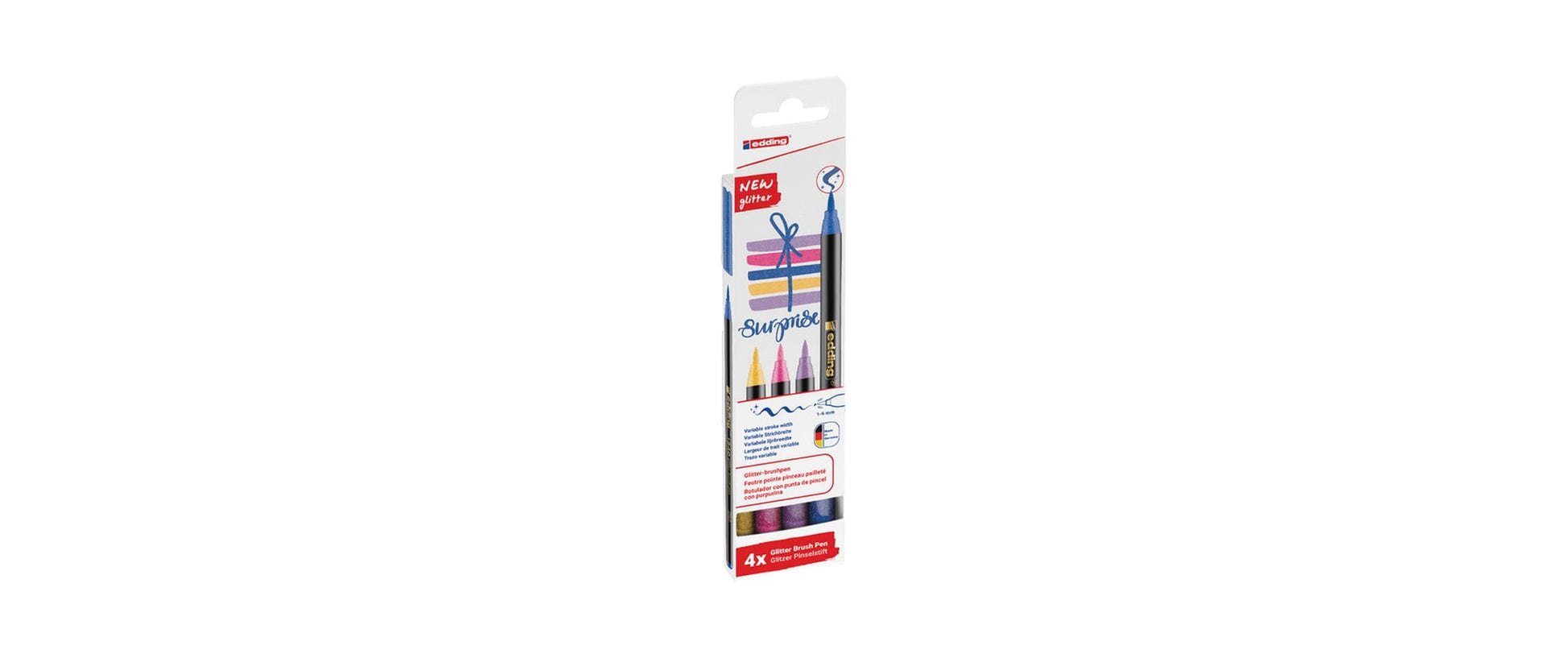 Edding Filzstifte, Strichbreite 0,5–5 mm, 4 Farben