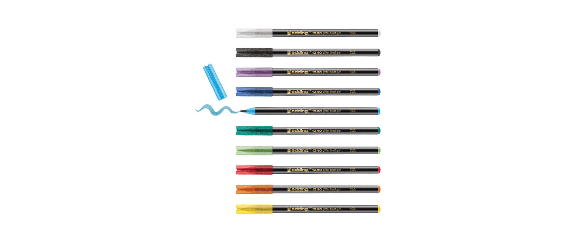 Edding 1340 Brushpen Glitzer – Pinselspitze, 1–6 mm, wasserbasiert, 10 Farben