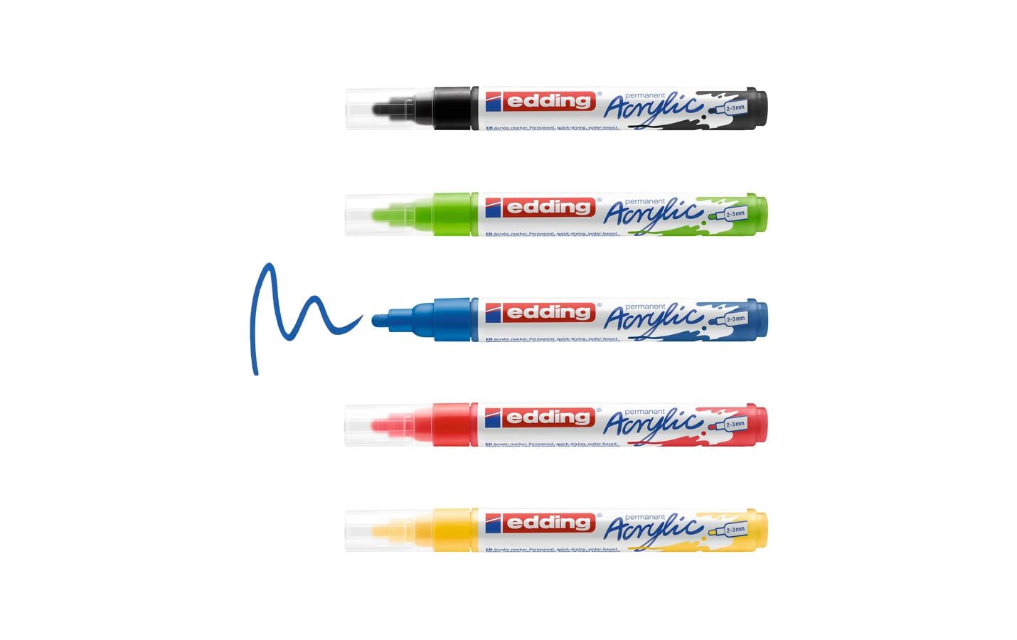 Edding Acrylmarker für Glas – mehrfarbig, 5er Set