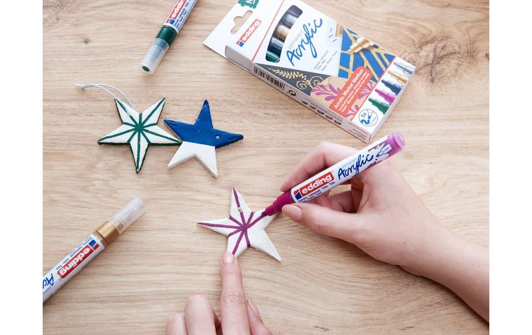 Edding Acrylmarker für Glas – mehrfarbig, 5er Set