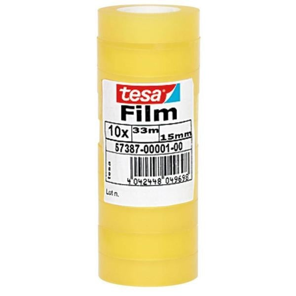 tesafilm Klebefilm klar – 15 mm × 33 m, transparent, PP, handabreissbar, UV-beständig, 10 Rollen