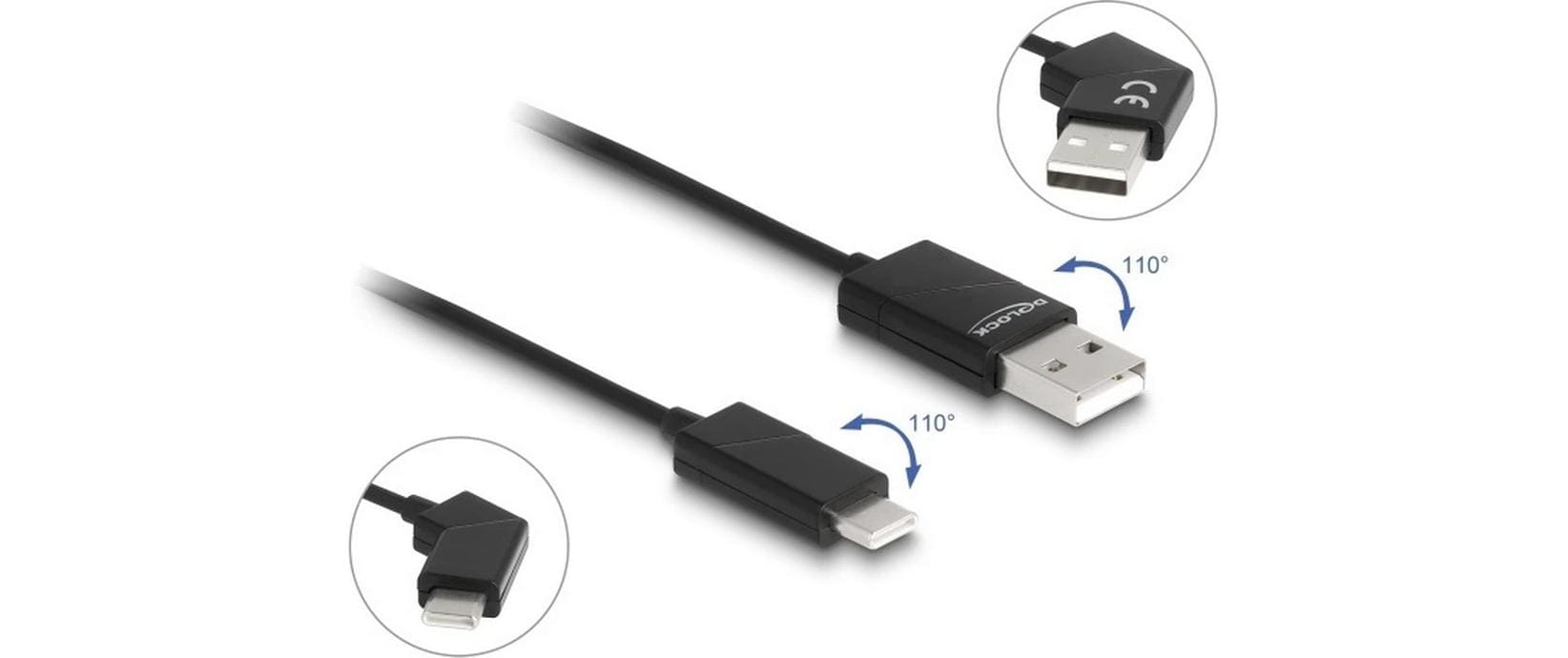 DeLOCK USB-A auf USB-C Kabel – USB 2.0 (480 Mbit/s) – 1,2 m – PD 60 W – Schwarz