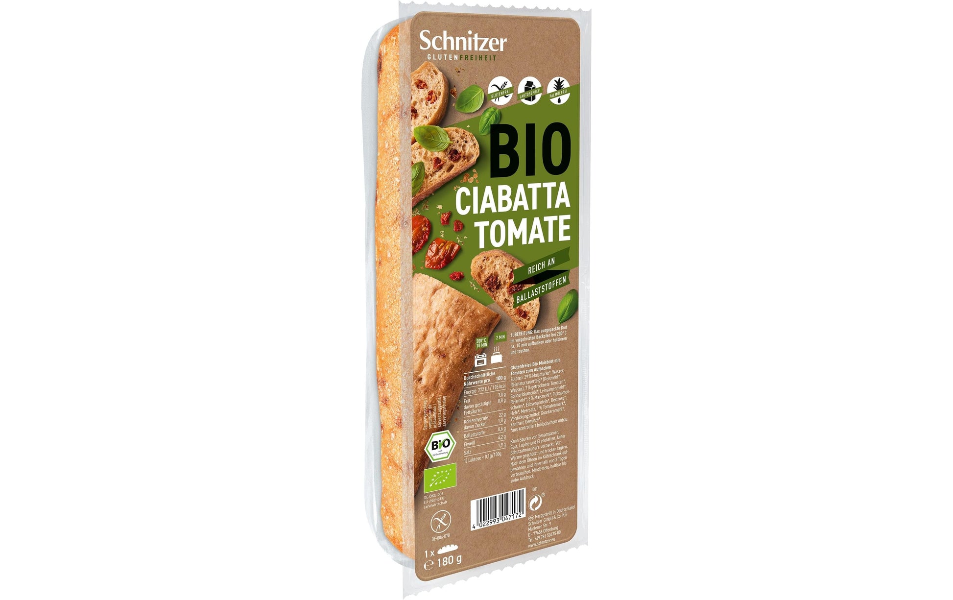 Schnitzer Bio Ciabatta – Tomate, glutenfrei – 180 g