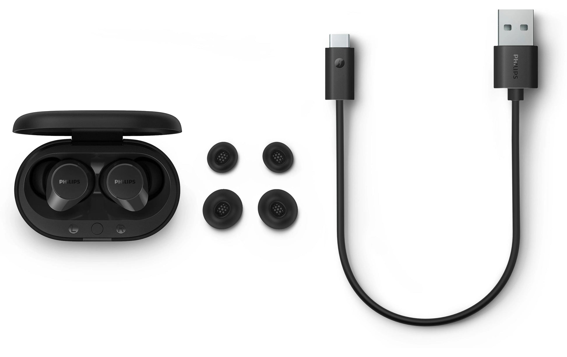 Philips TAT1209BK TWS In-Ear – mit Ladecase, Schwarz, BT 5.3