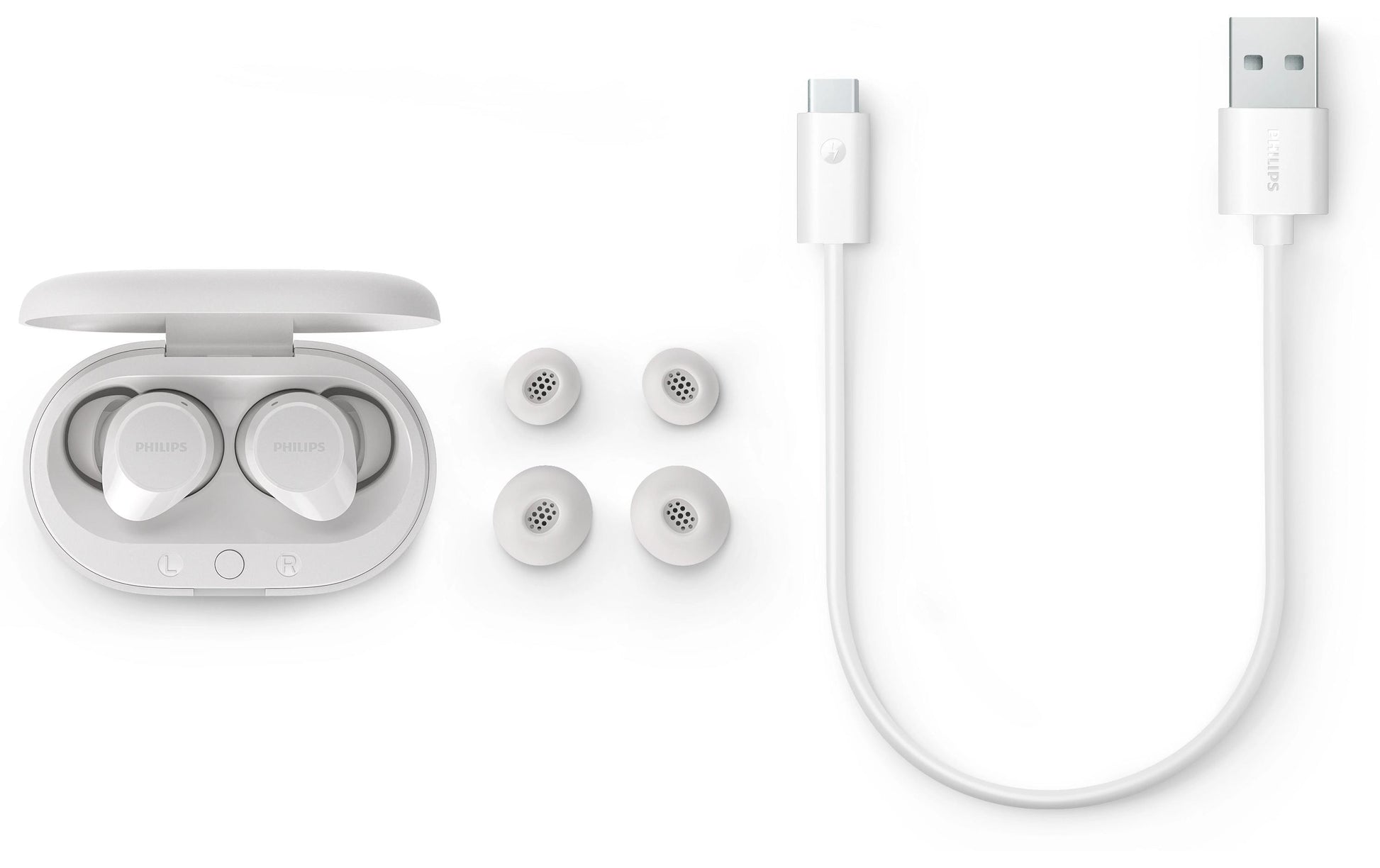 Philips TAT1209WT – True Wireless In-Ear Kopfhörer – Bluetooth – IPX4, Touch-Steuerung – Weiss – bis 18 h