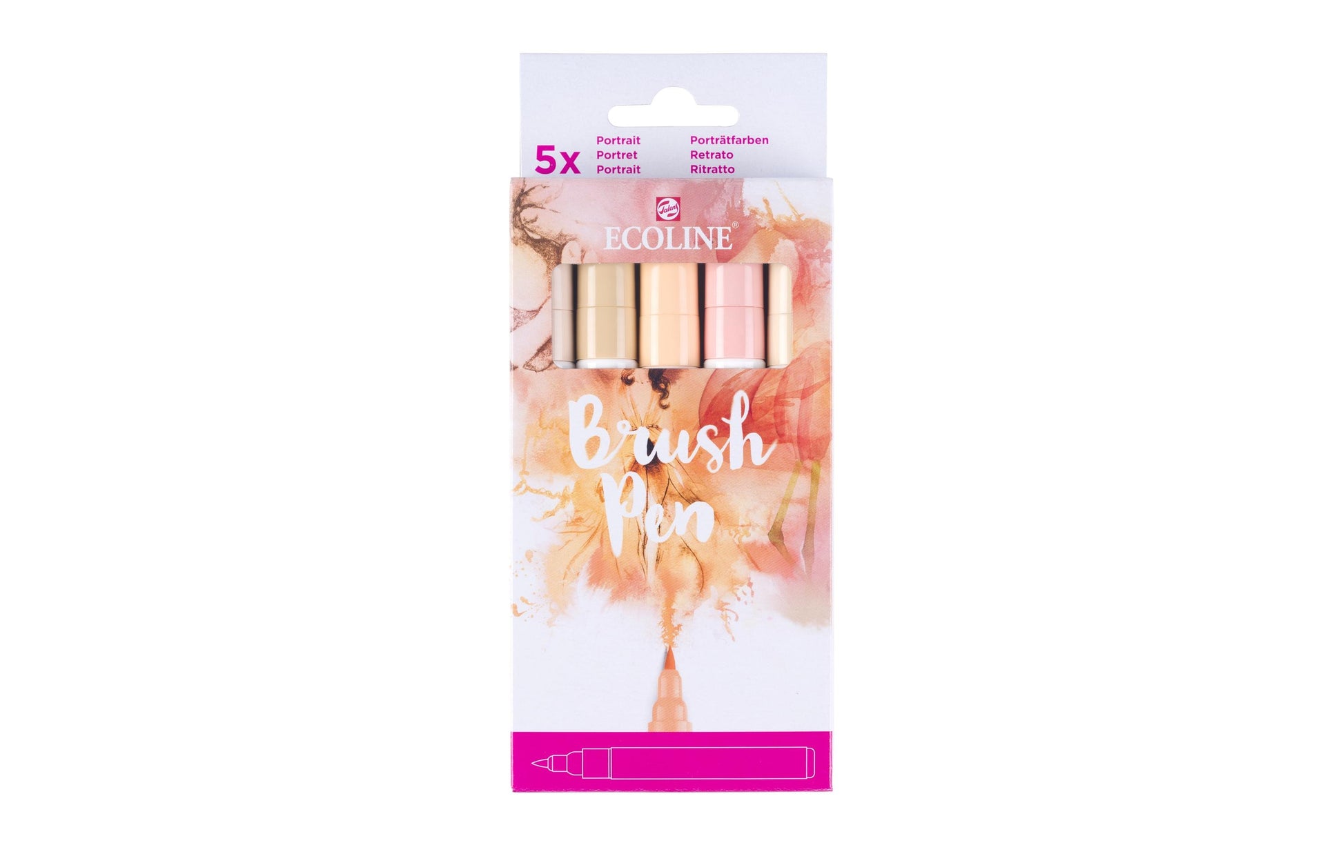 Talens Ecoline Brush Pen – Pinselspitze, wasservermalbar, 5 Farben